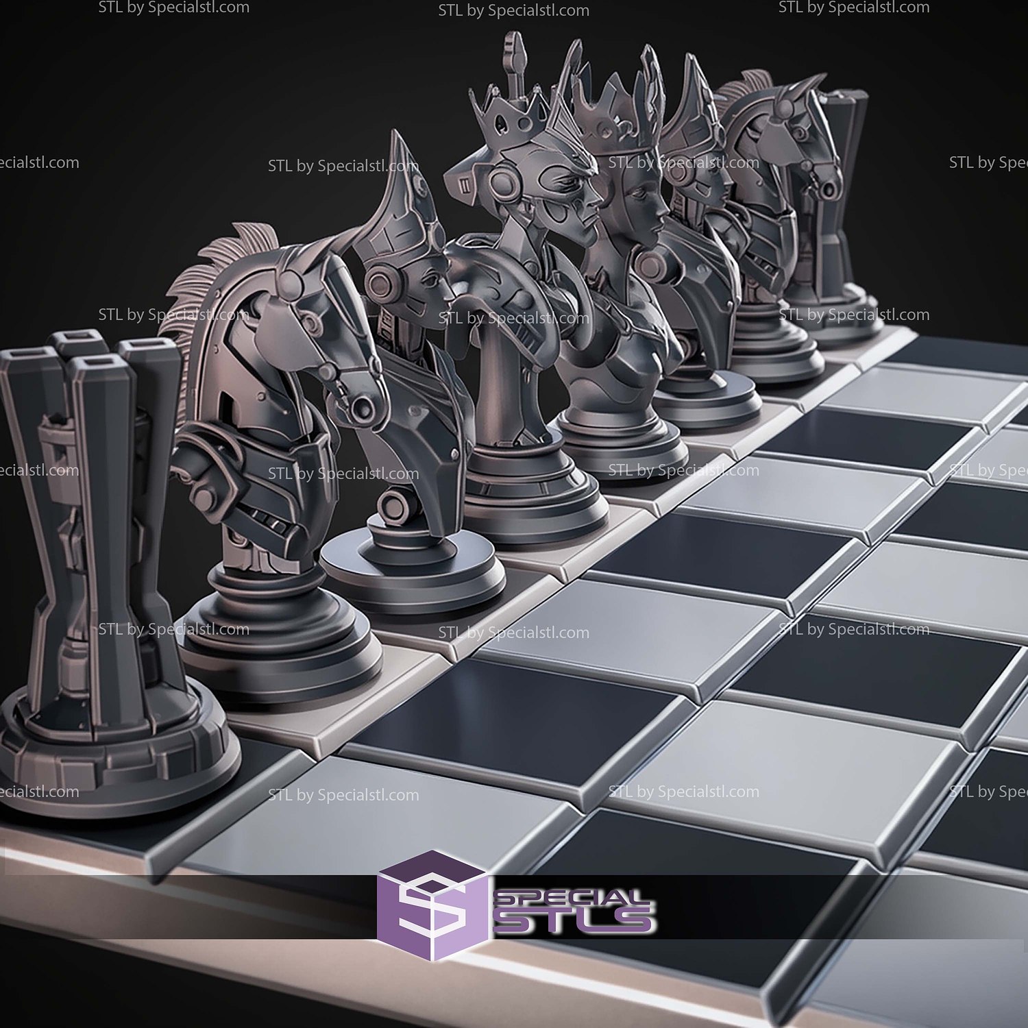 Mini Chess Figures STL Collection 3D Model — view 4