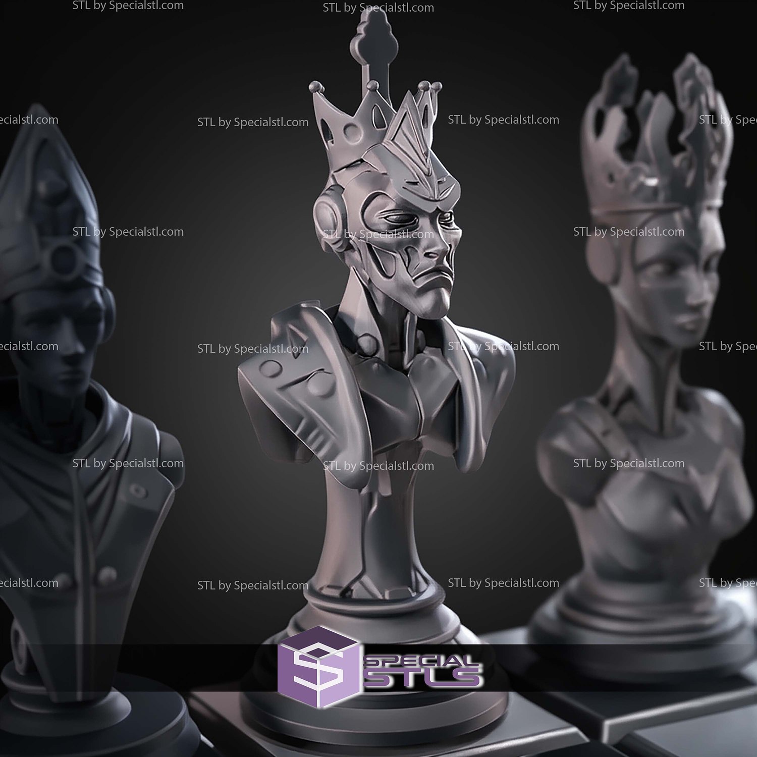 Mini Chess Figures STL Collection 3D Model — view 6
