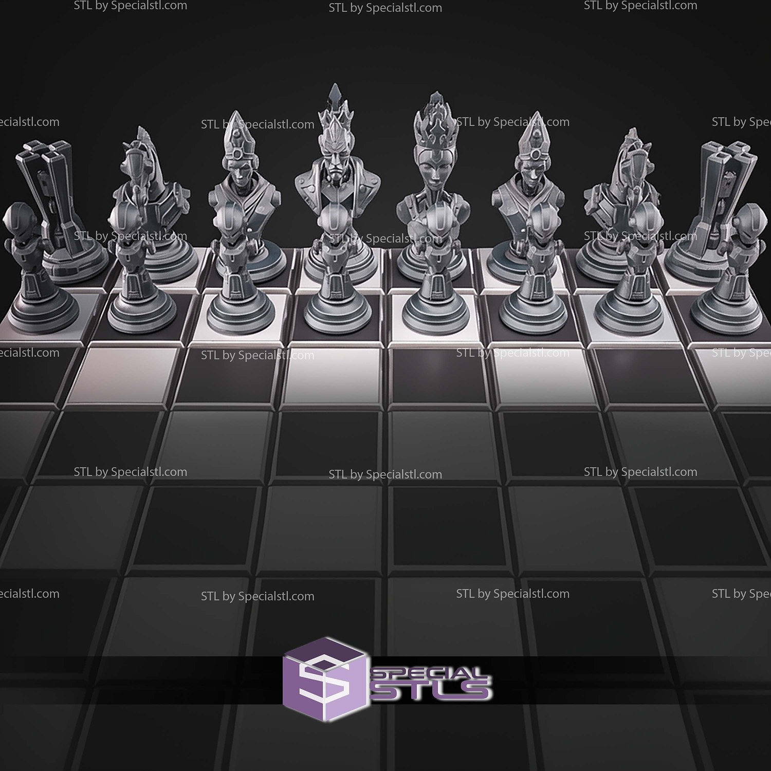 Mini Chess Figures STL Collection 3D Model — view 7