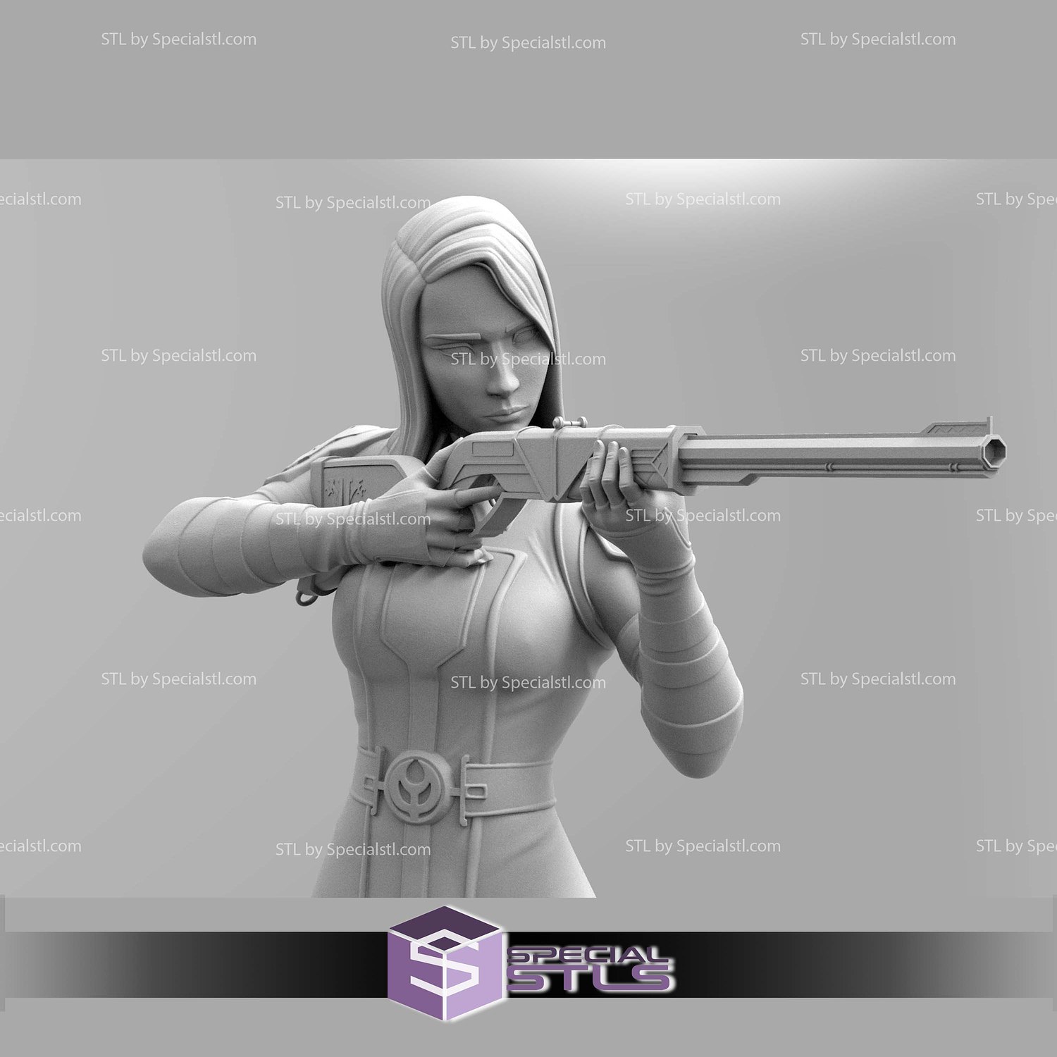 Caitlyn Arcane Pointing Gun Sculptures 3D Printing STL Model — view 2