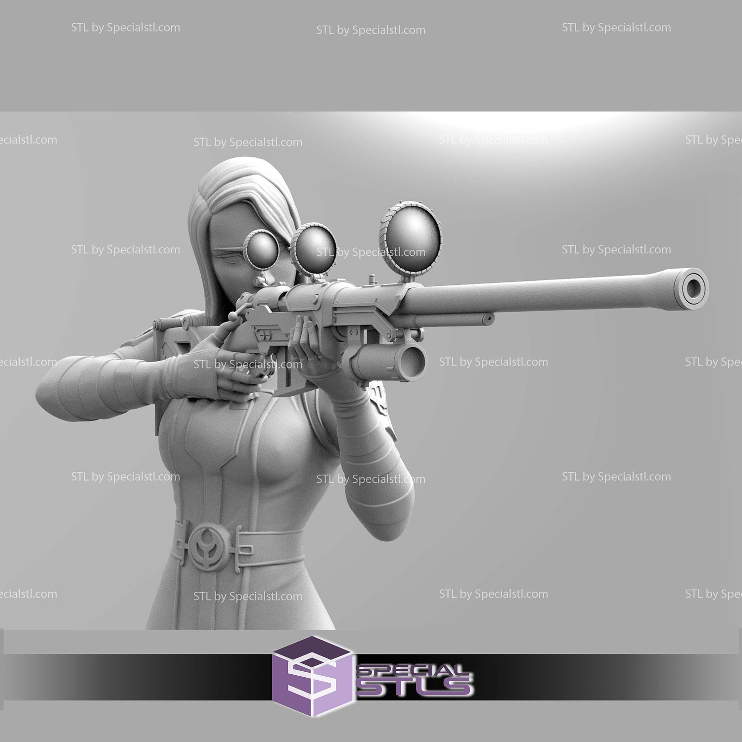 Caitlyn Arcane Pointing Gun Sculptures 3D Printing STL Model — view 3