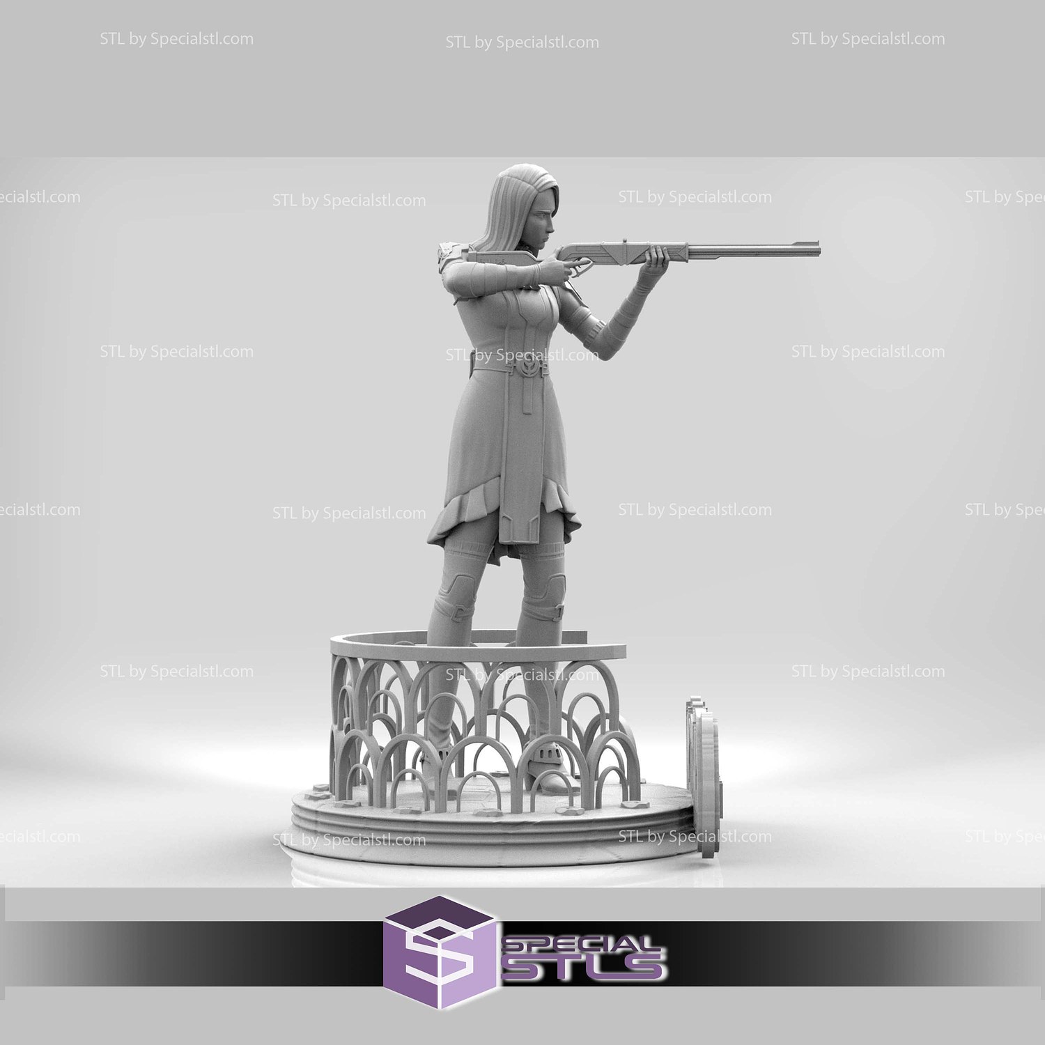 Caitlyn Arcane Pointing Gun Sculptures 3D Printing STL Model — view 4