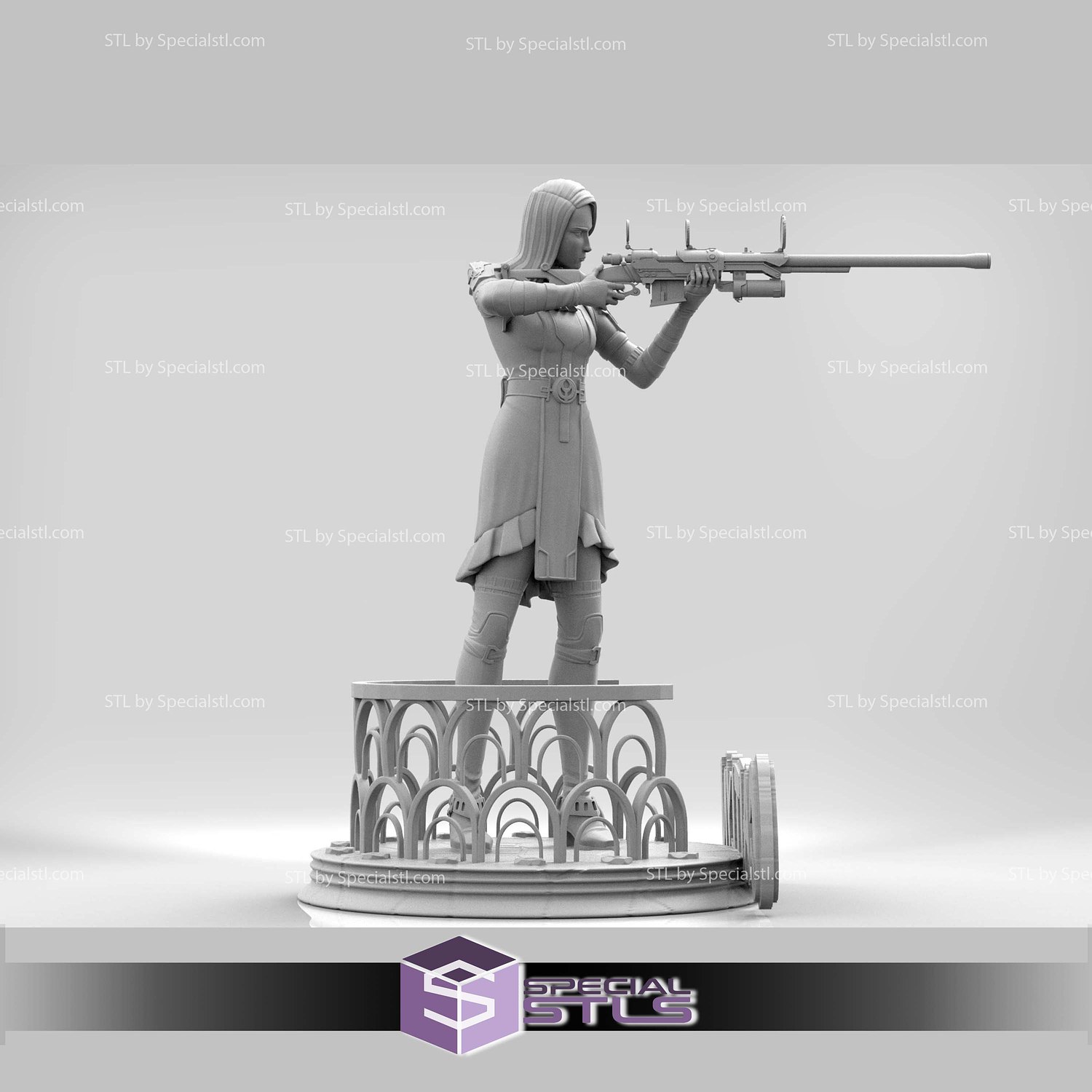 Caitlyn Arcane Pointing Gun Sculptures 3D Printing STL Model — view 5