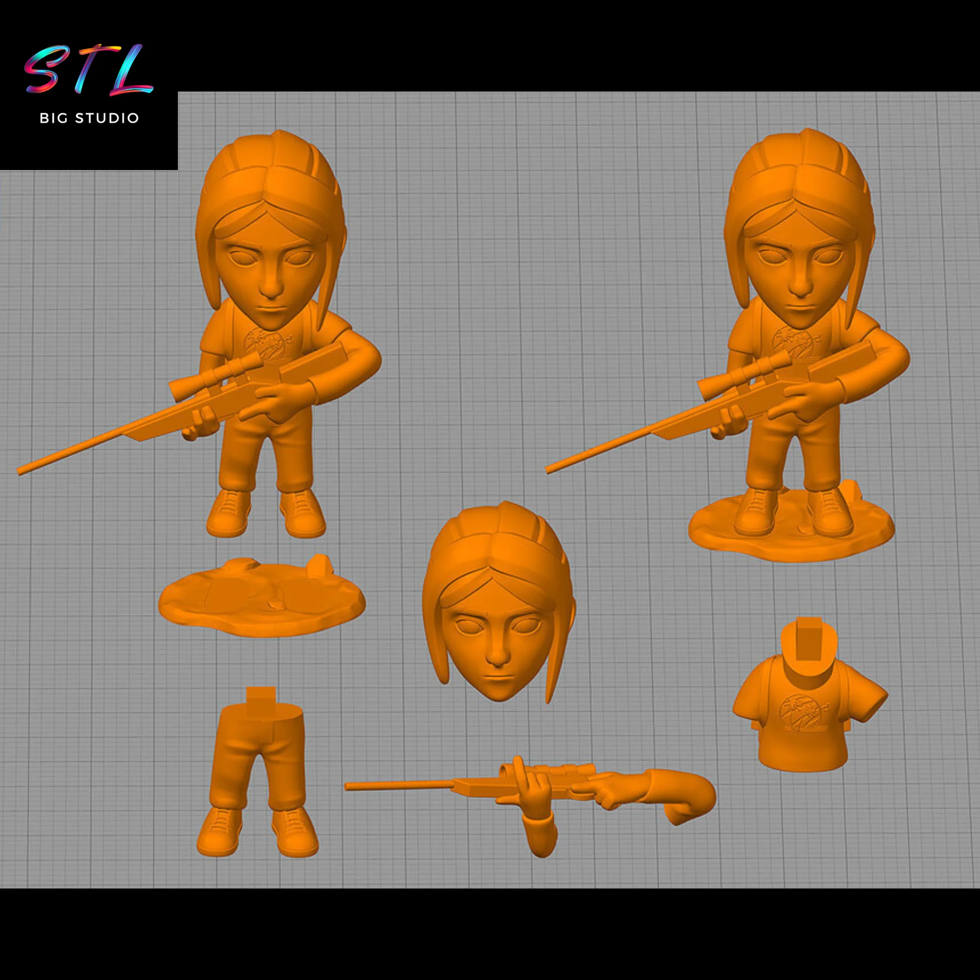 Ellie Chibi STL | The Last of Us | 3D Printable Figure Model — view 4