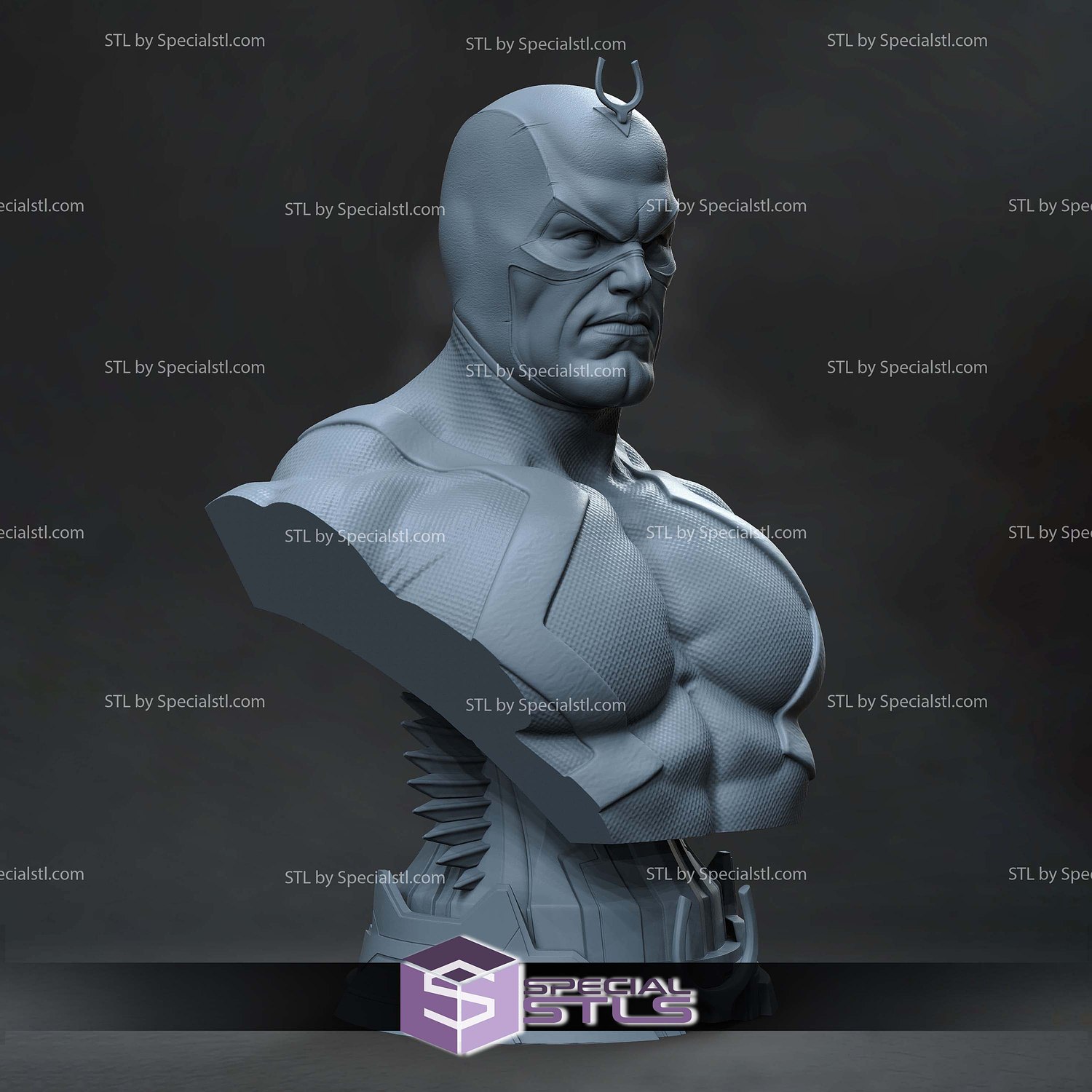 Black Bolt Bust 125mm STL Files 3D Model — view 2