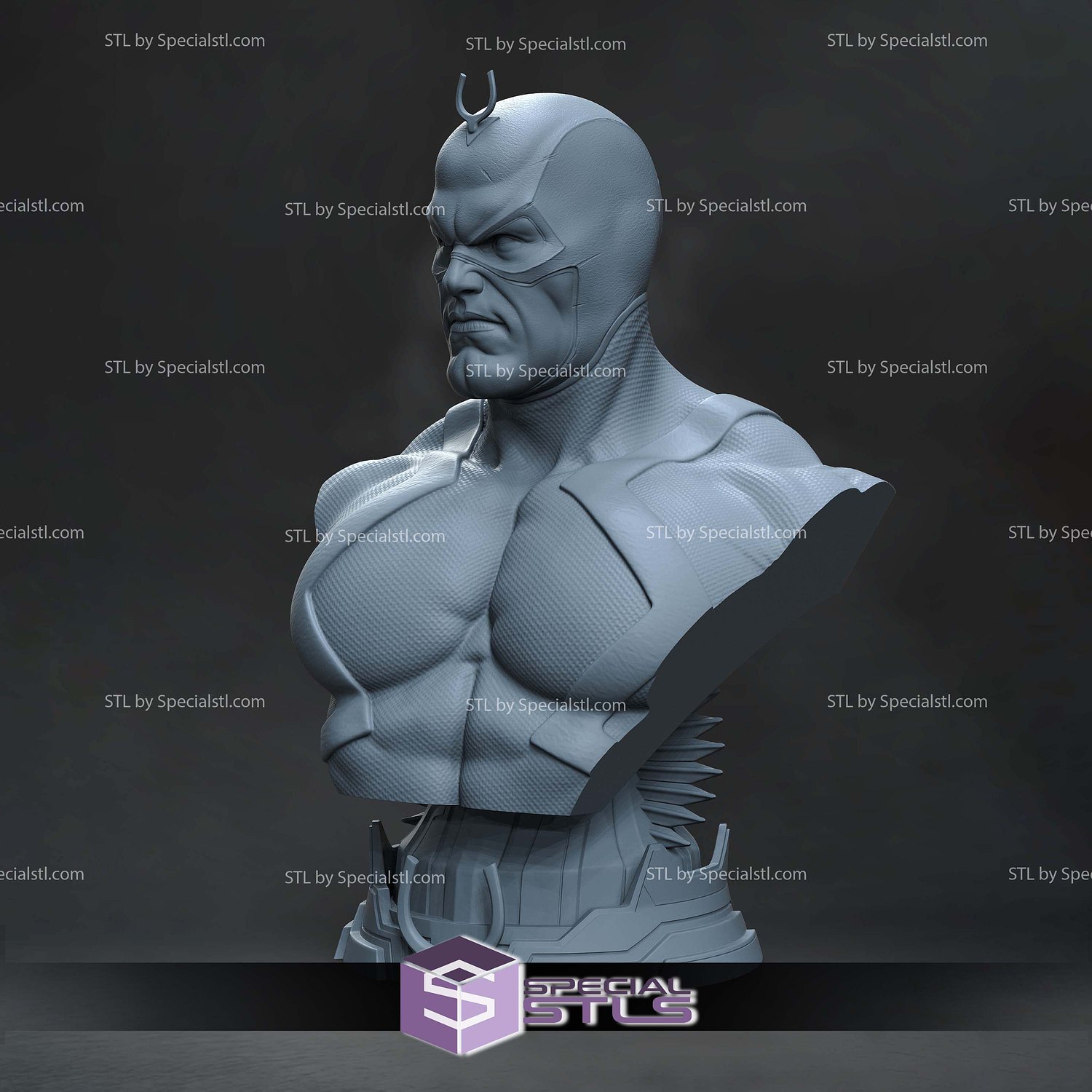 Black Bolt Bust 125mm STL Files 3D Model — view 3