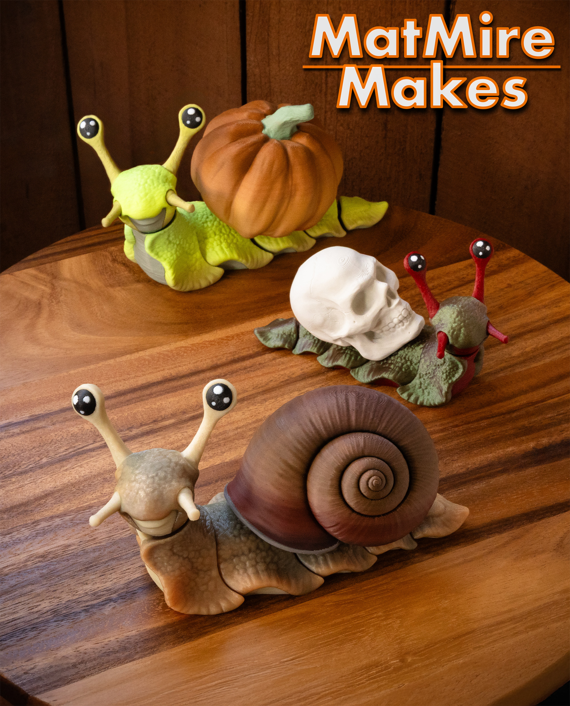 Snail & Slug with Holiday Extras - Articulated Figure 3D STL Model — view 2