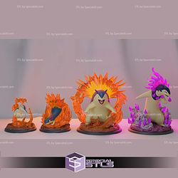 Basic Pokemon Cyndaquil Quilava Typhlosion Hisuian Typhlosion 3D STL Model