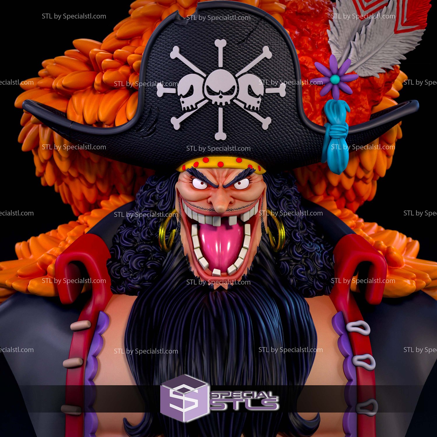 Blackbeard Bust 3D Print Files STL Model — view 2