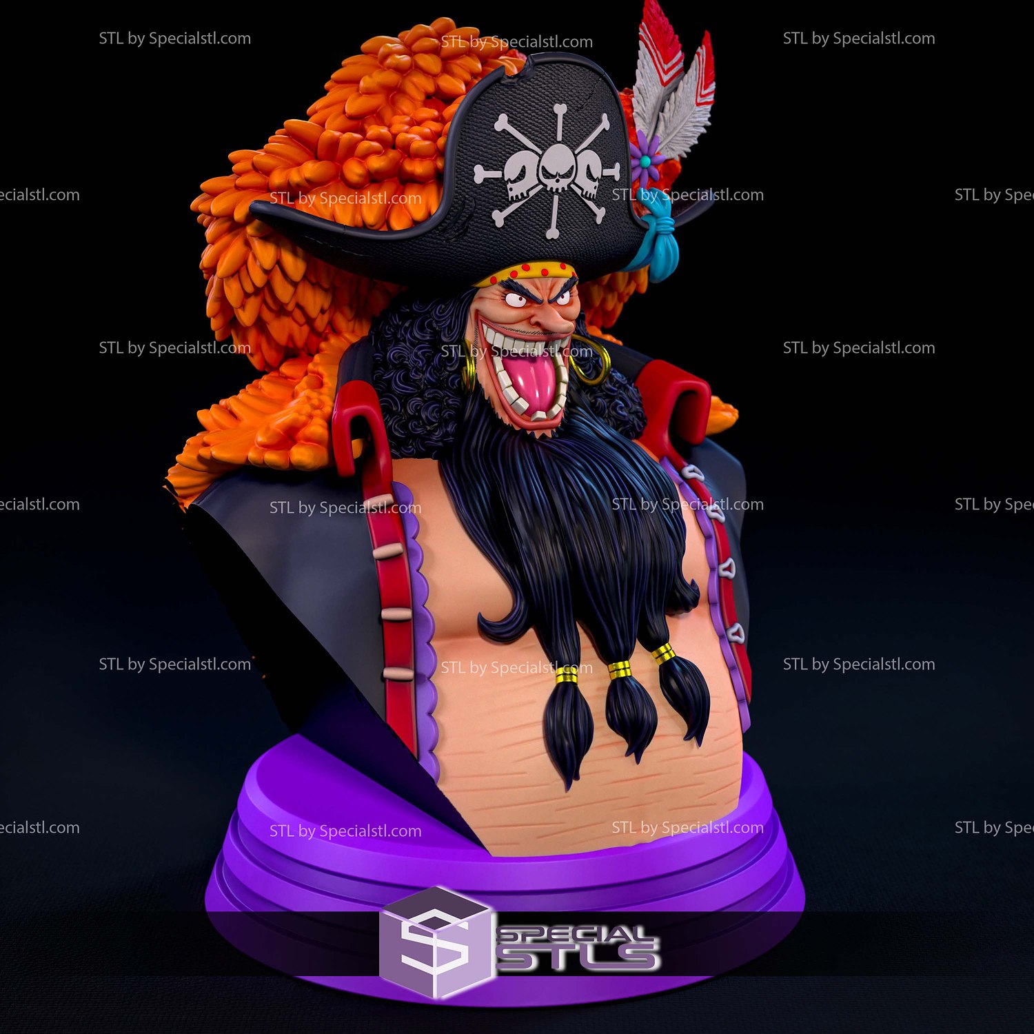 Blackbeard Bust 3D Print Files STL Model — view 3
