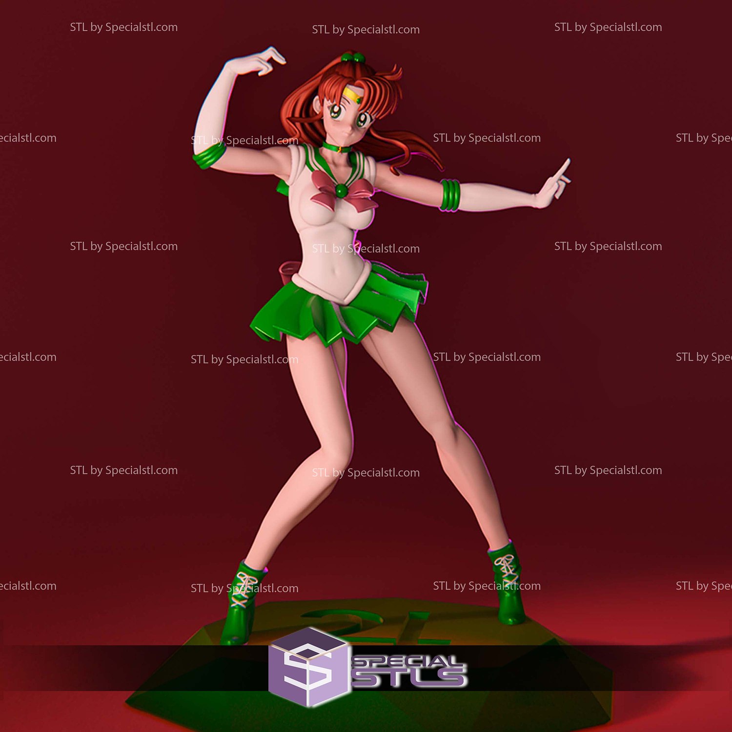 Sailor Jupiter Action Pose 3D Print Files STL Model — view 2
