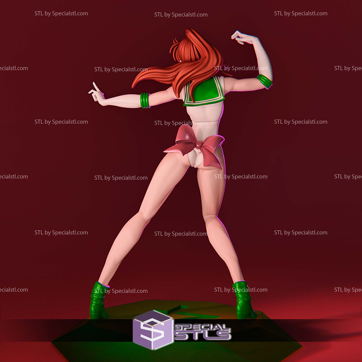 Sailor Jupiter Action Pose 3D Print Files STL Model — view 5