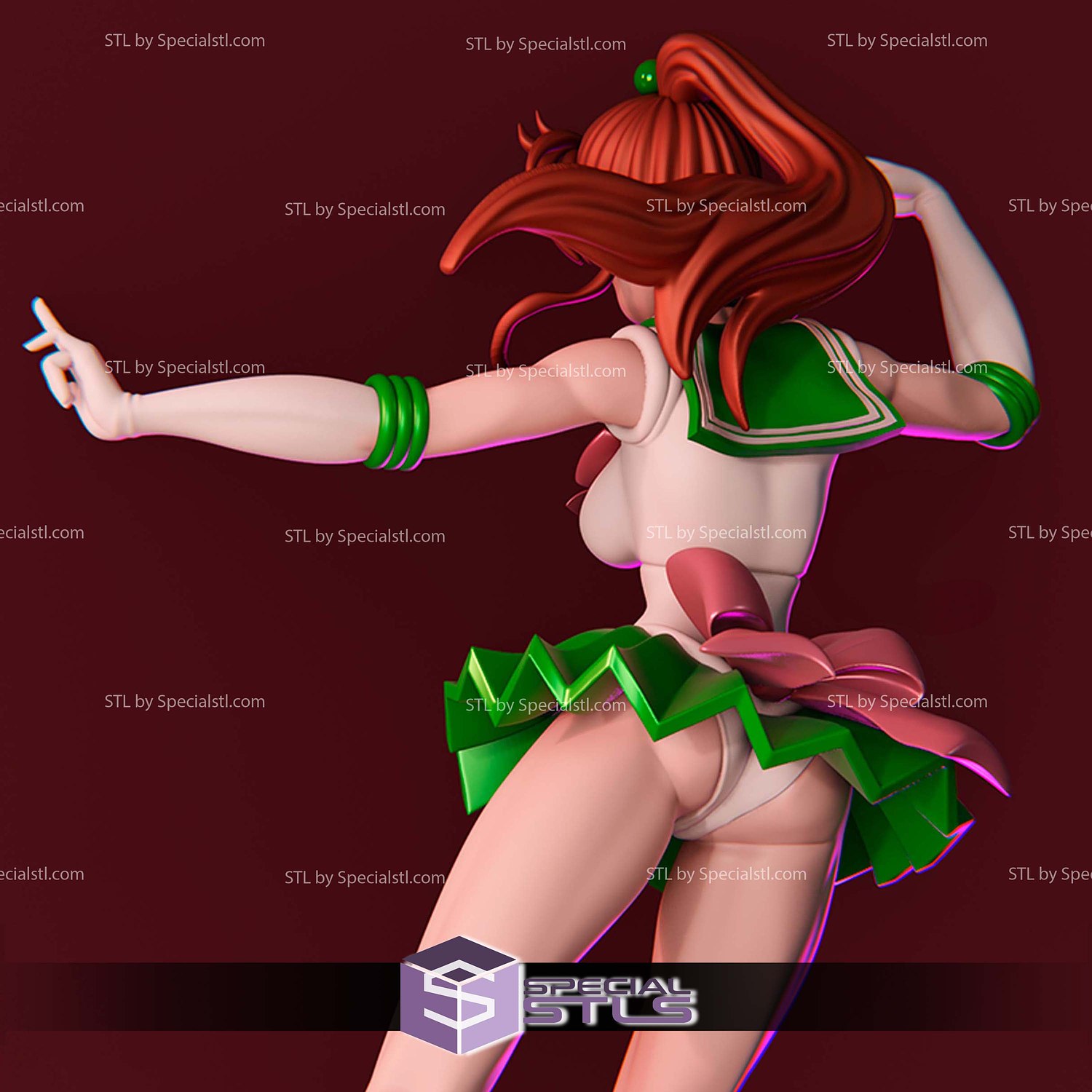 Sailor Jupiter Action Pose 3D Print Files STL Model — view 6