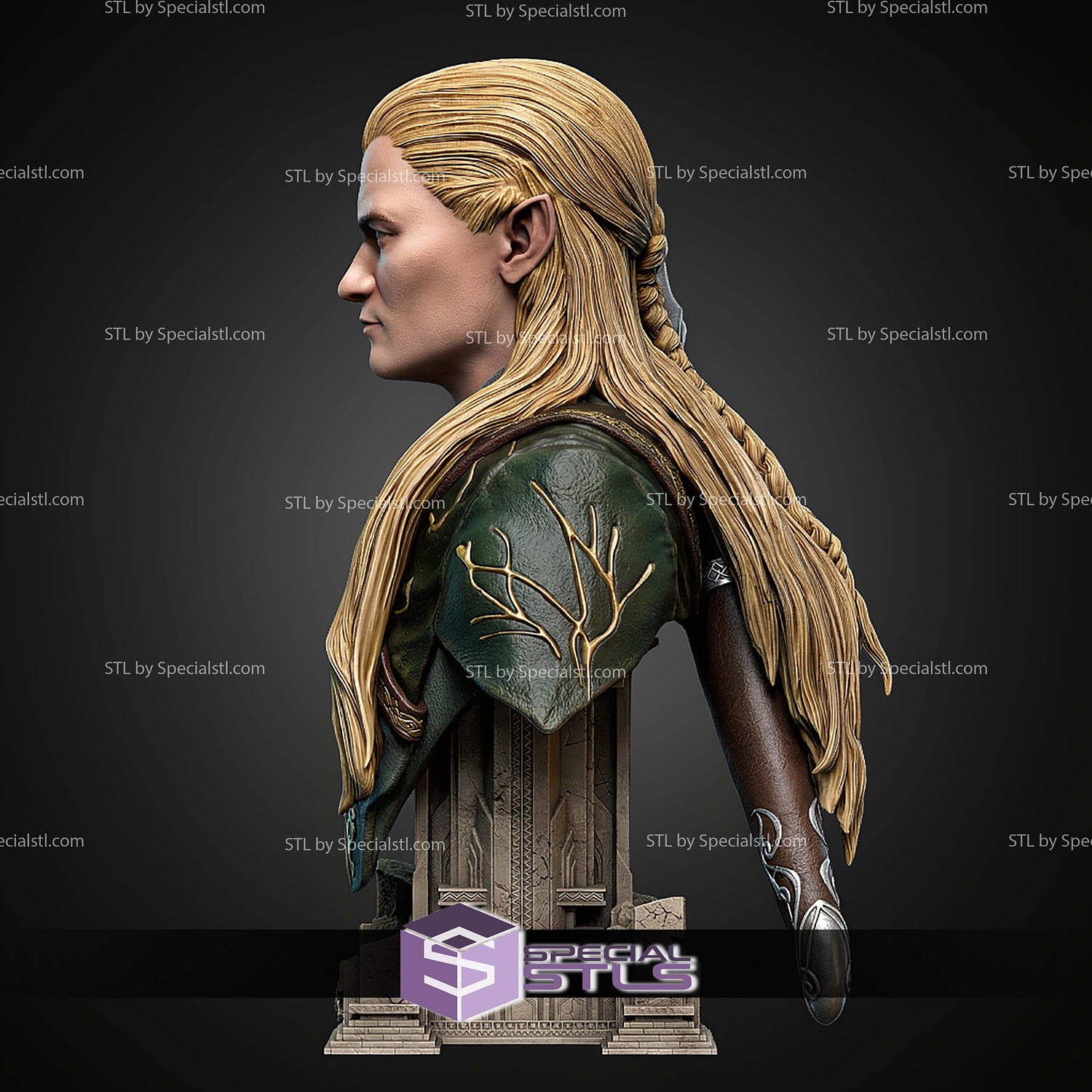 Legolas Portrait Bust 298mm STL Files 3D Model — view 2
