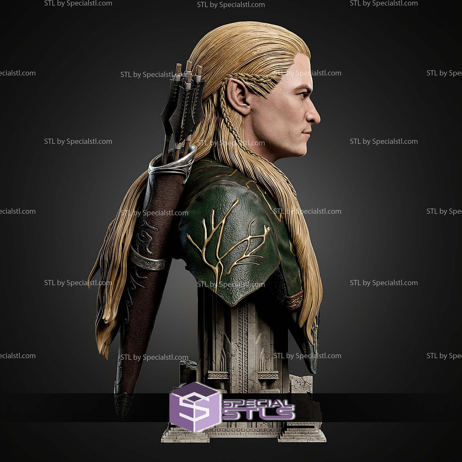 Legolas Portrait Bust 298mm STL Files 3D Model — view 4
