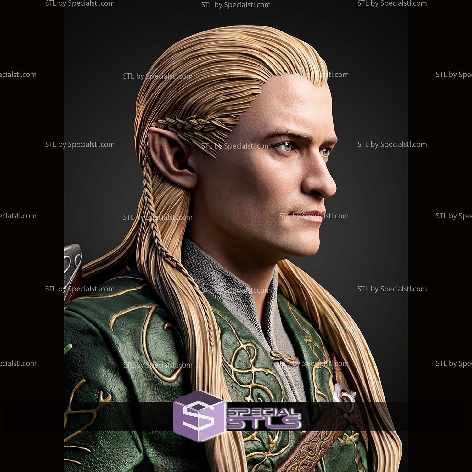 Legolas Portrait Bust 298mm STL Files 3D Model — view 5