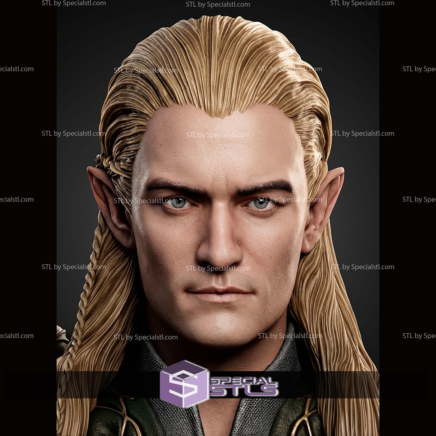 Legolas Portrait Bust 298mm STL Files 3D Model — view 6