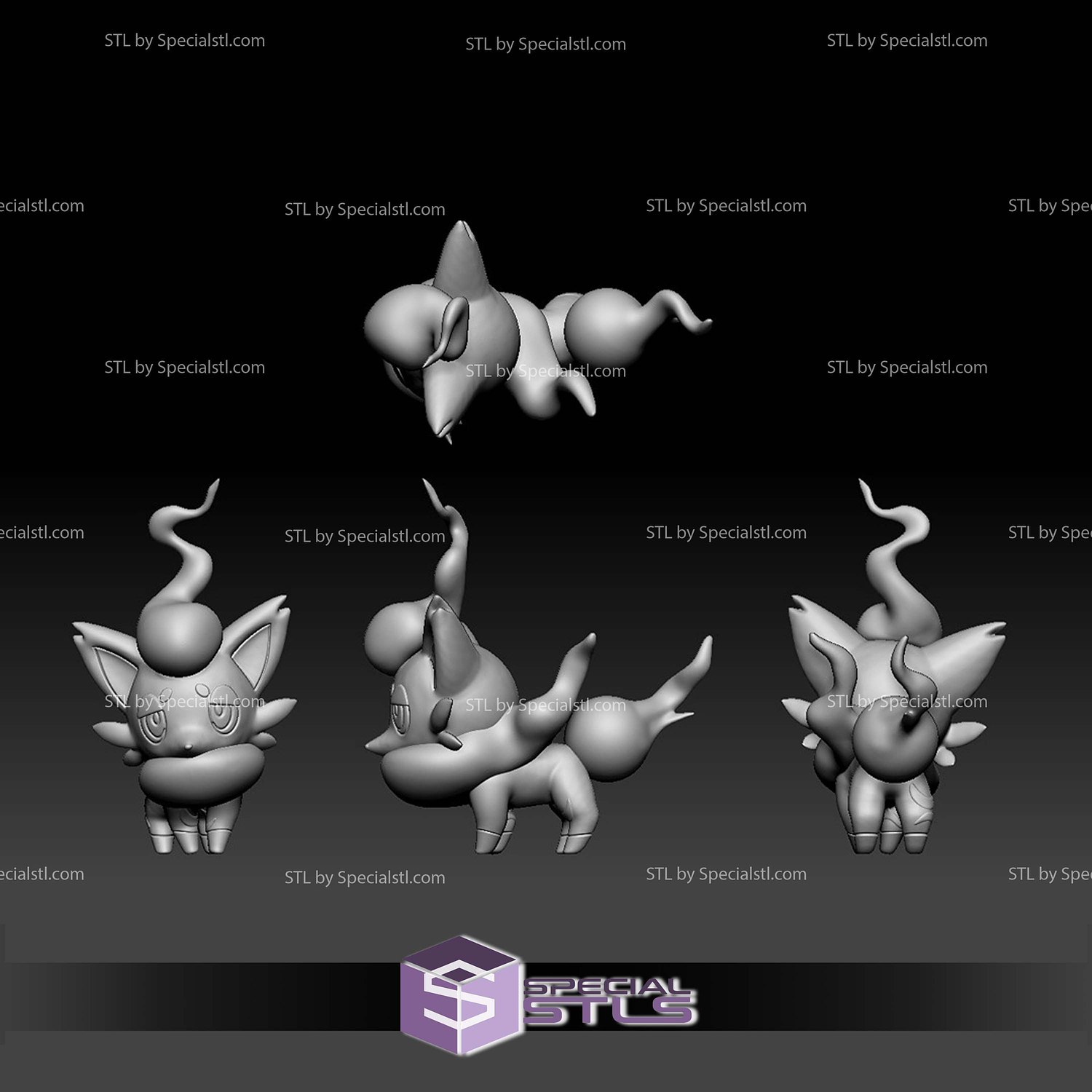 Pokemon STL Collection Hisuian Zorua Zoroark 3D Model — view 3