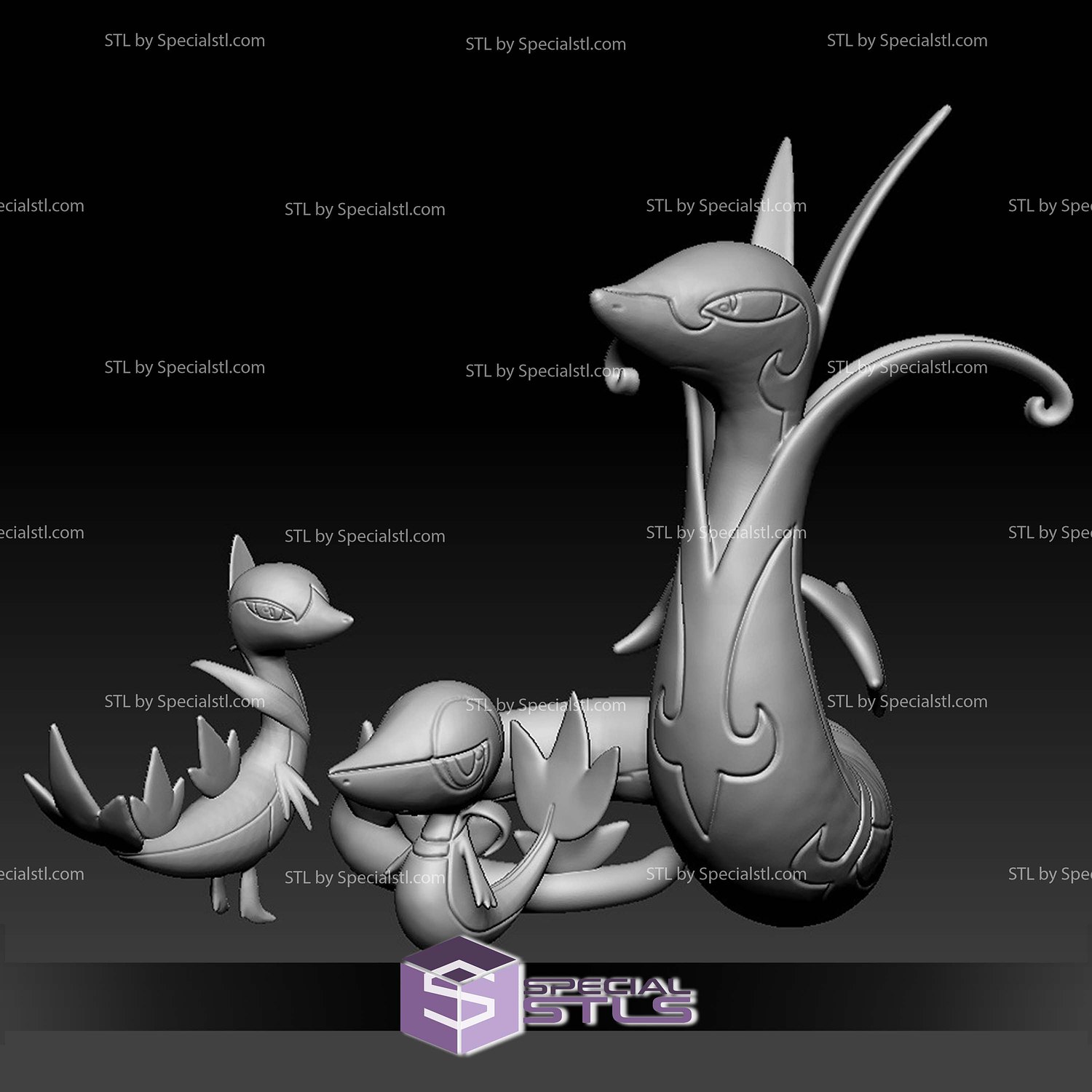 Pokemon STL Collection Snivy Servine Serperior 3D Model — view 2