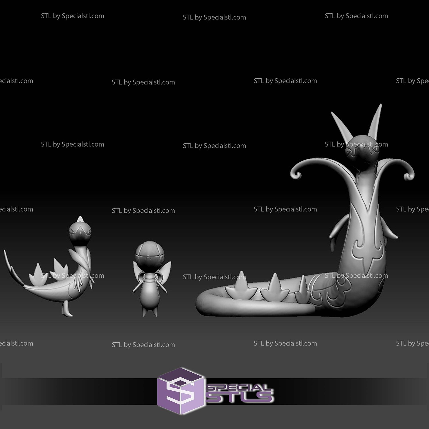 Pokemon STL Collection Snivy Servine Serperior 3D Model — view 3