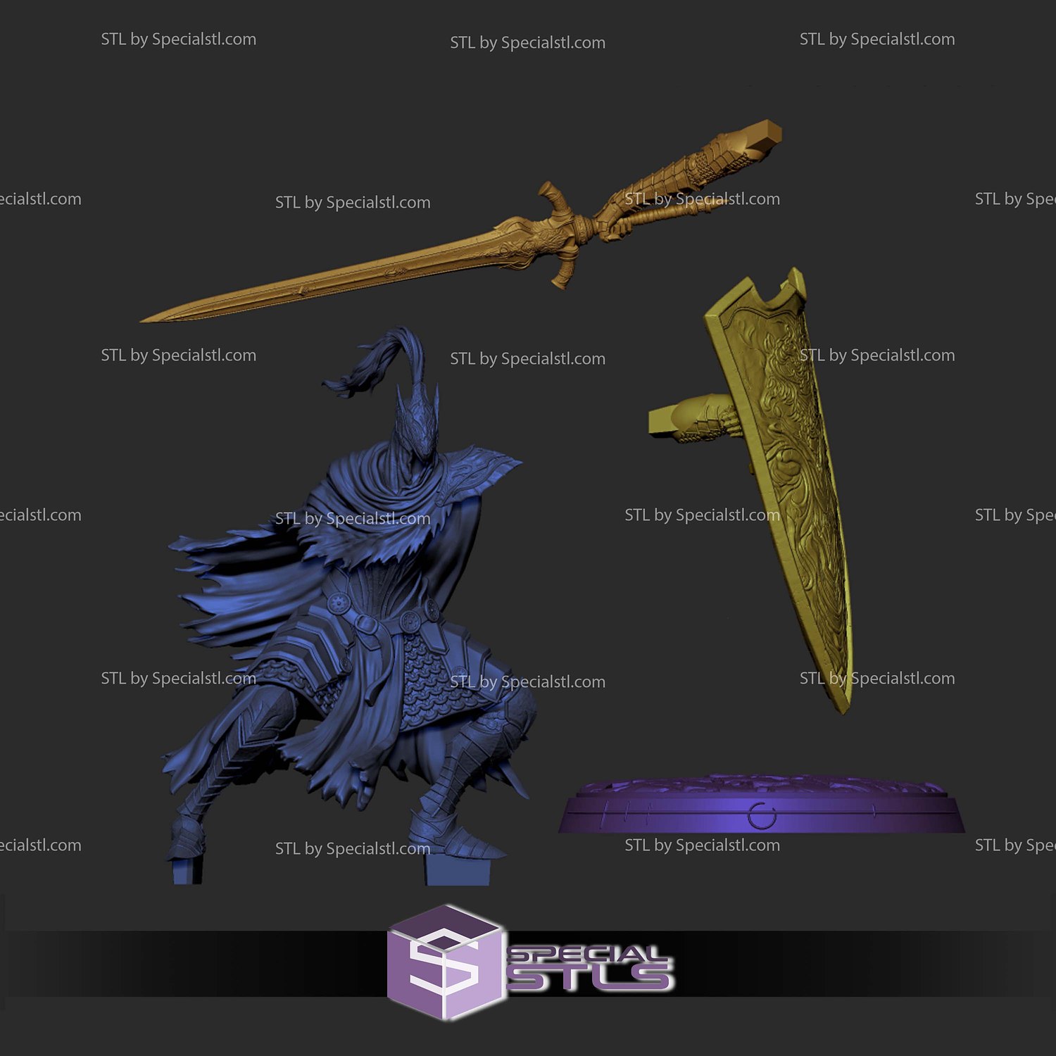 Artorias Dark Souls 32mm STL Files 3D Model — view 4