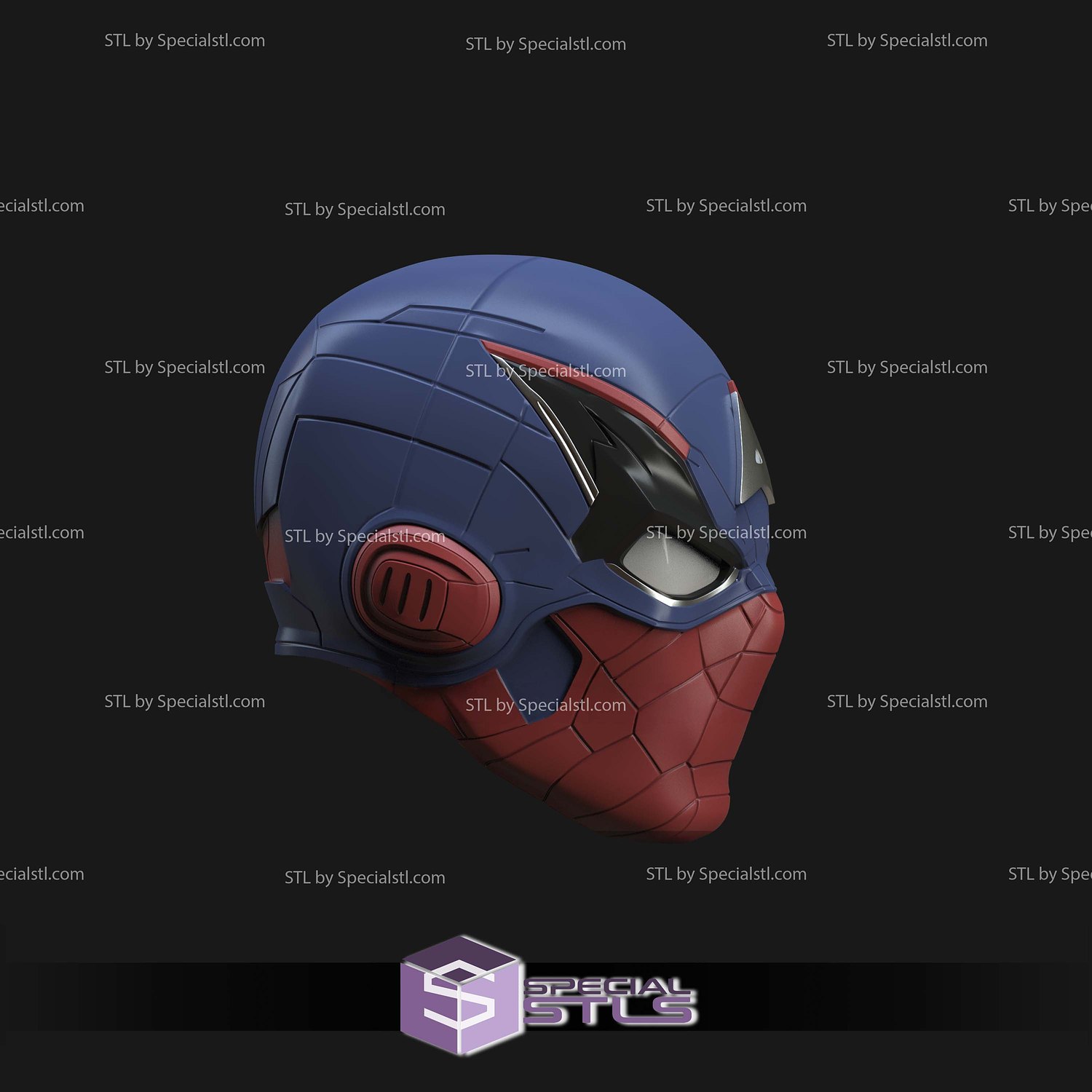 Cosplay STL Files Spider Captain America Helmet 3D Model — view 2