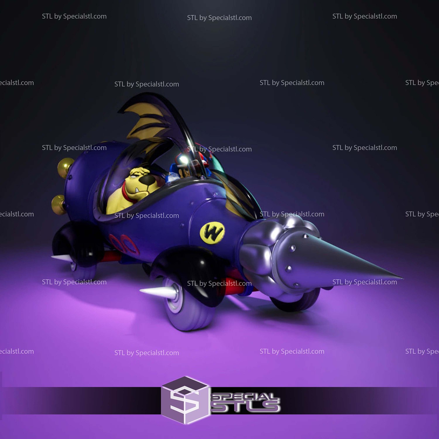 Dick Dastadly and Muttley Mean Machine Sculptures 3D Printing STL Model — view 4