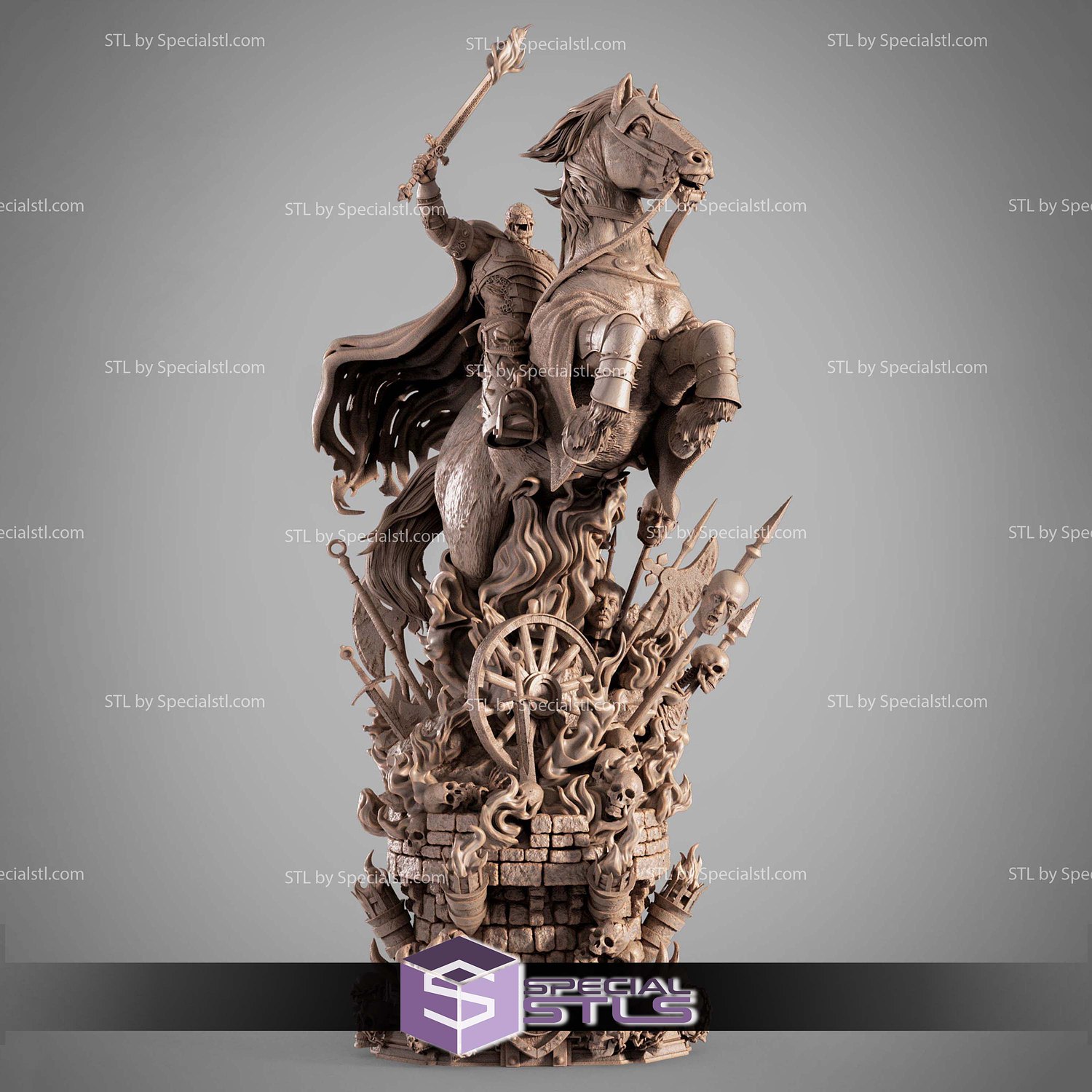 Medieval Spawn on Horse 3D Printer Files STL Model — view 2