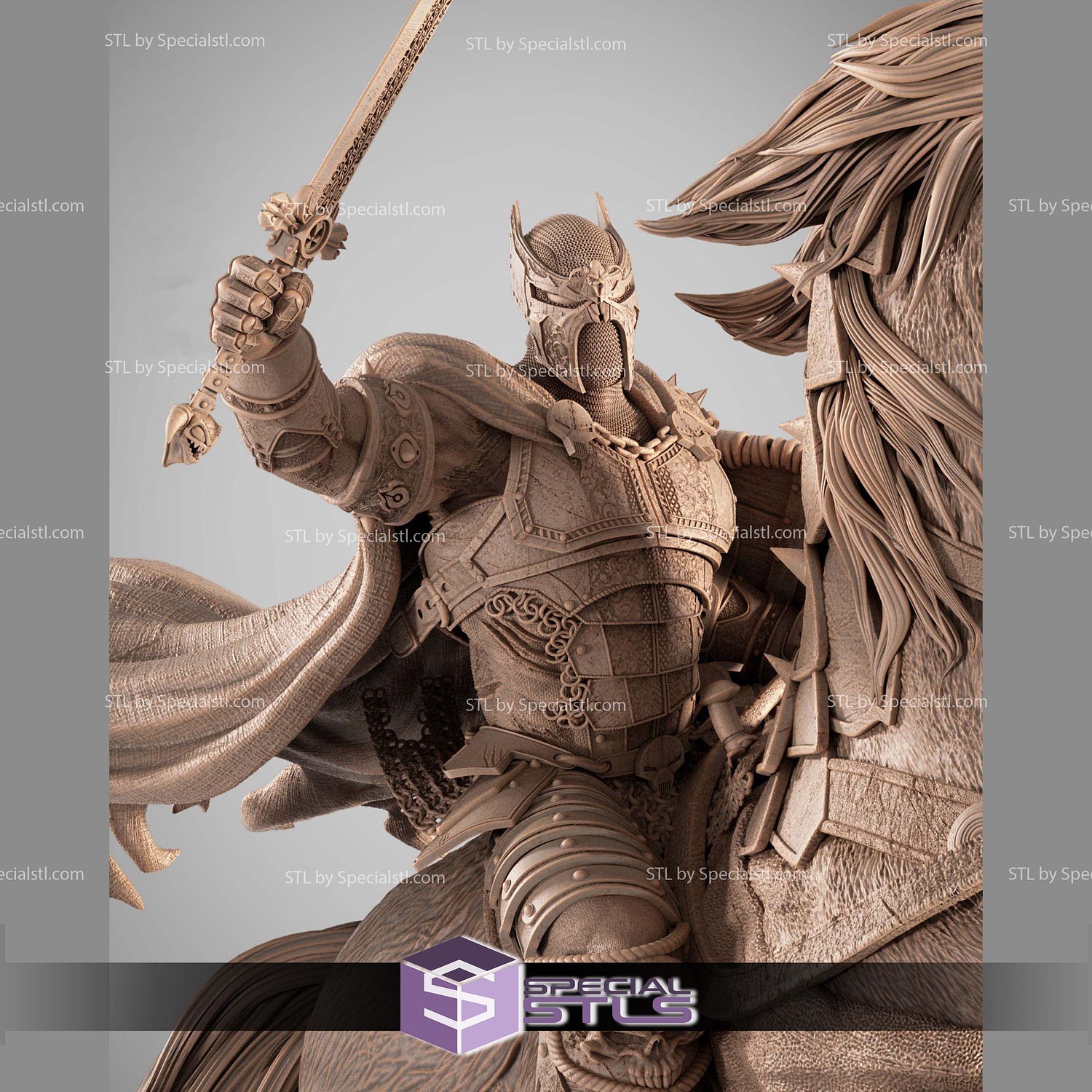 Medieval Spawn on Horse 3D Printer Files STL Model — view 3