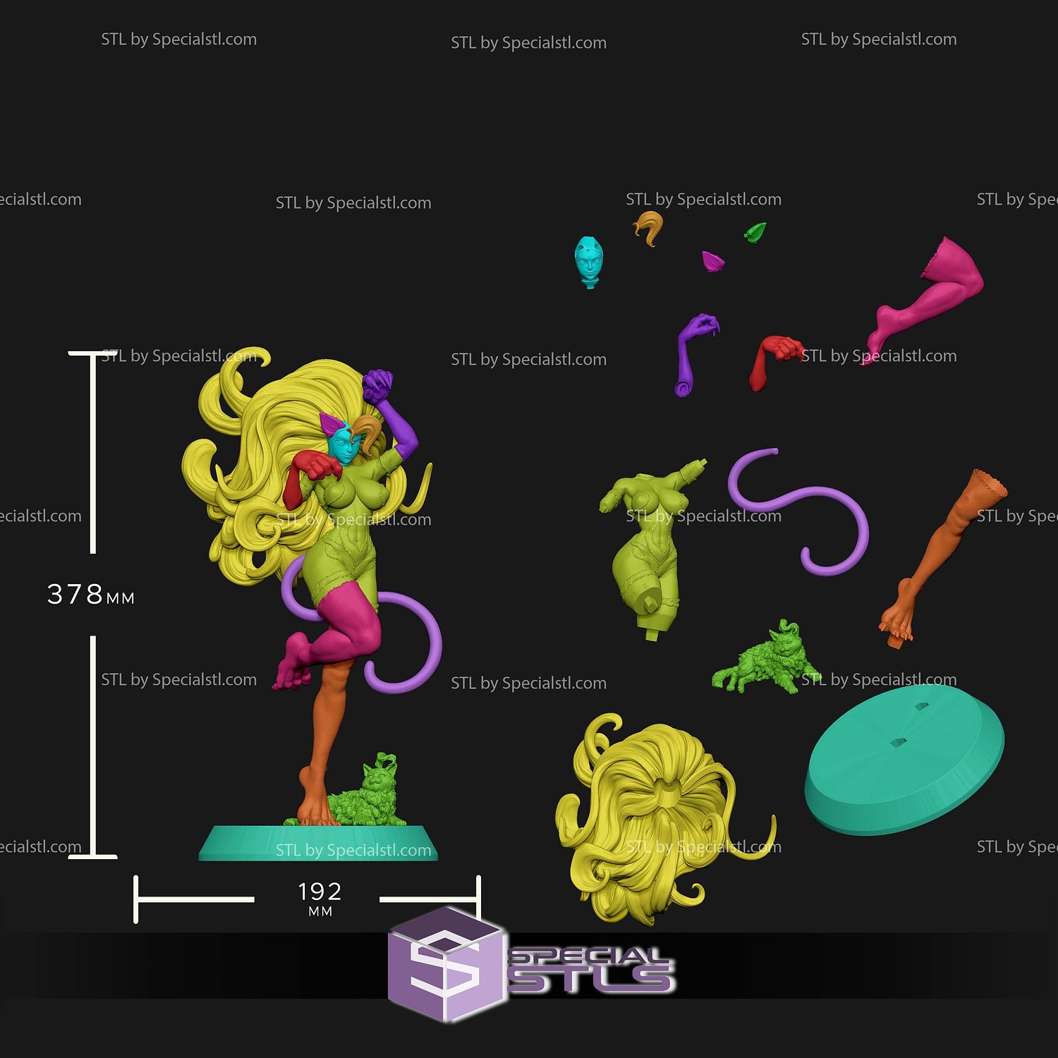 Felicia Darkstalkers and White Cat STL Files 3D Model — view 4