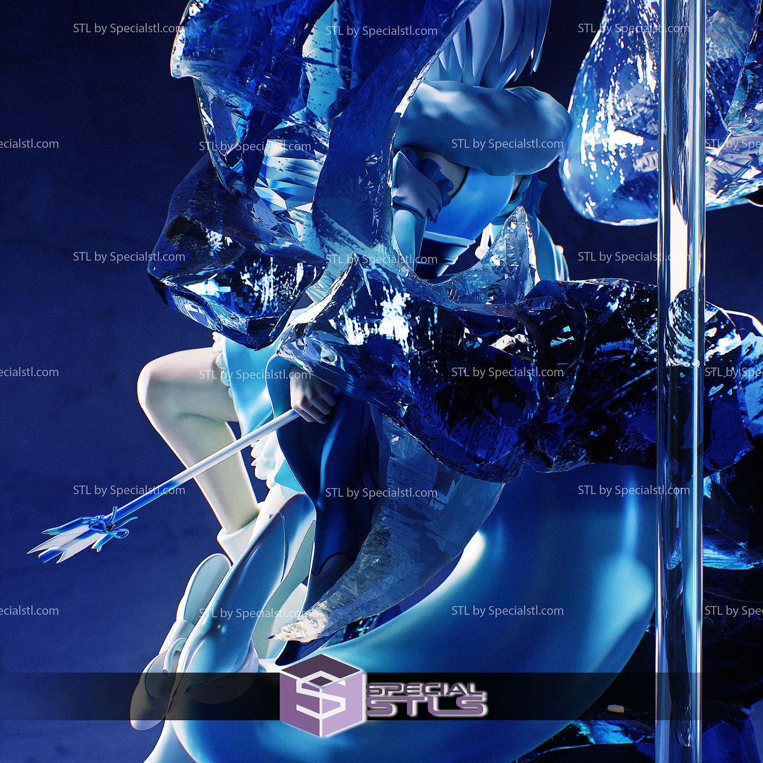 Gawr Gura Hololive Crystal Sculptures 3D Printing STL Model — view 4