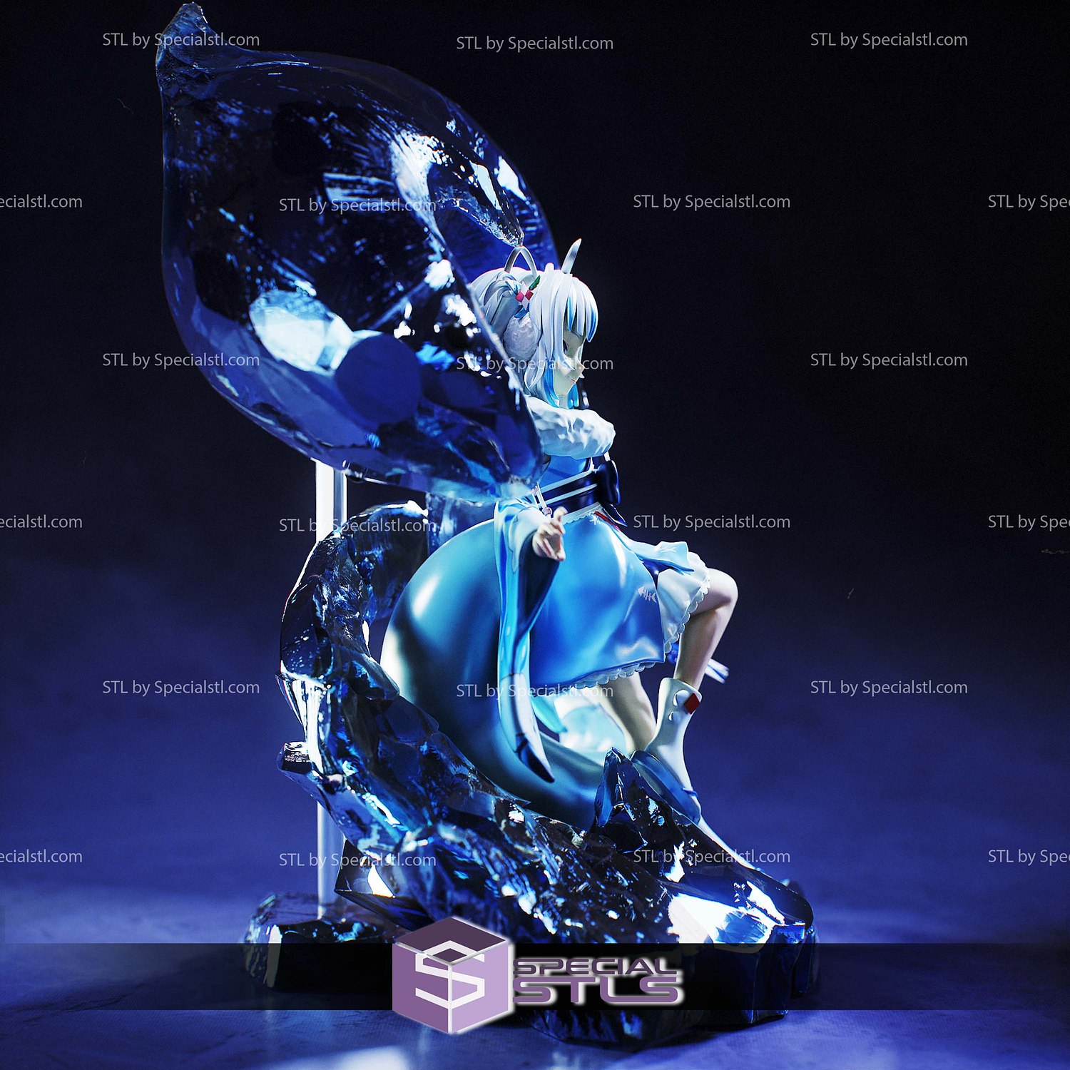 Gawr Gura Hololive Crystal Sculptures 3D Printing STL Model — view 6