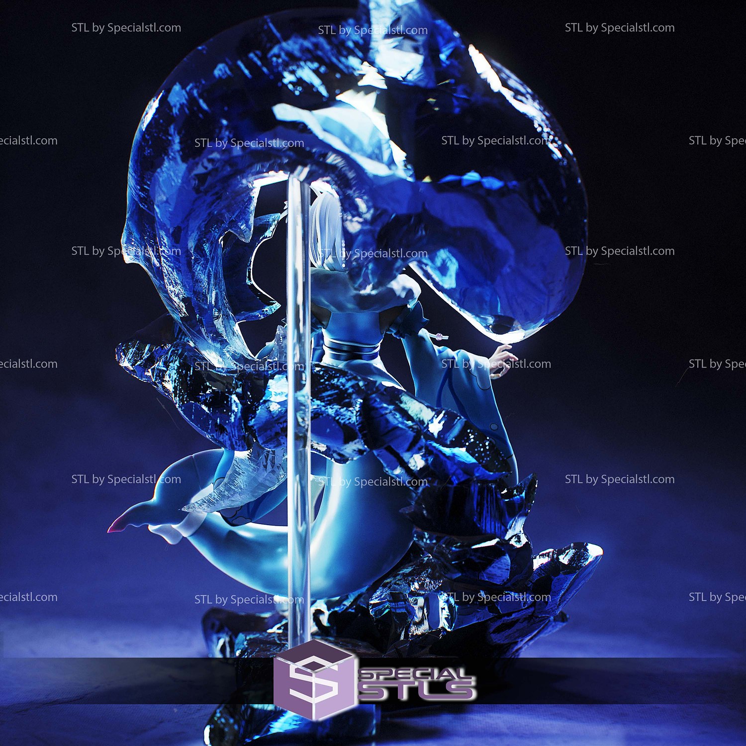 Gawr Gura Hololive Crystal Sculptures 3D Printing STL Model — view 7