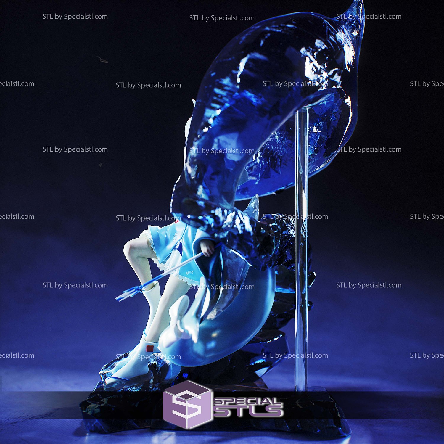 Gawr Gura Hololive Crystal Sculptures 3D Printing STL Model — view 8