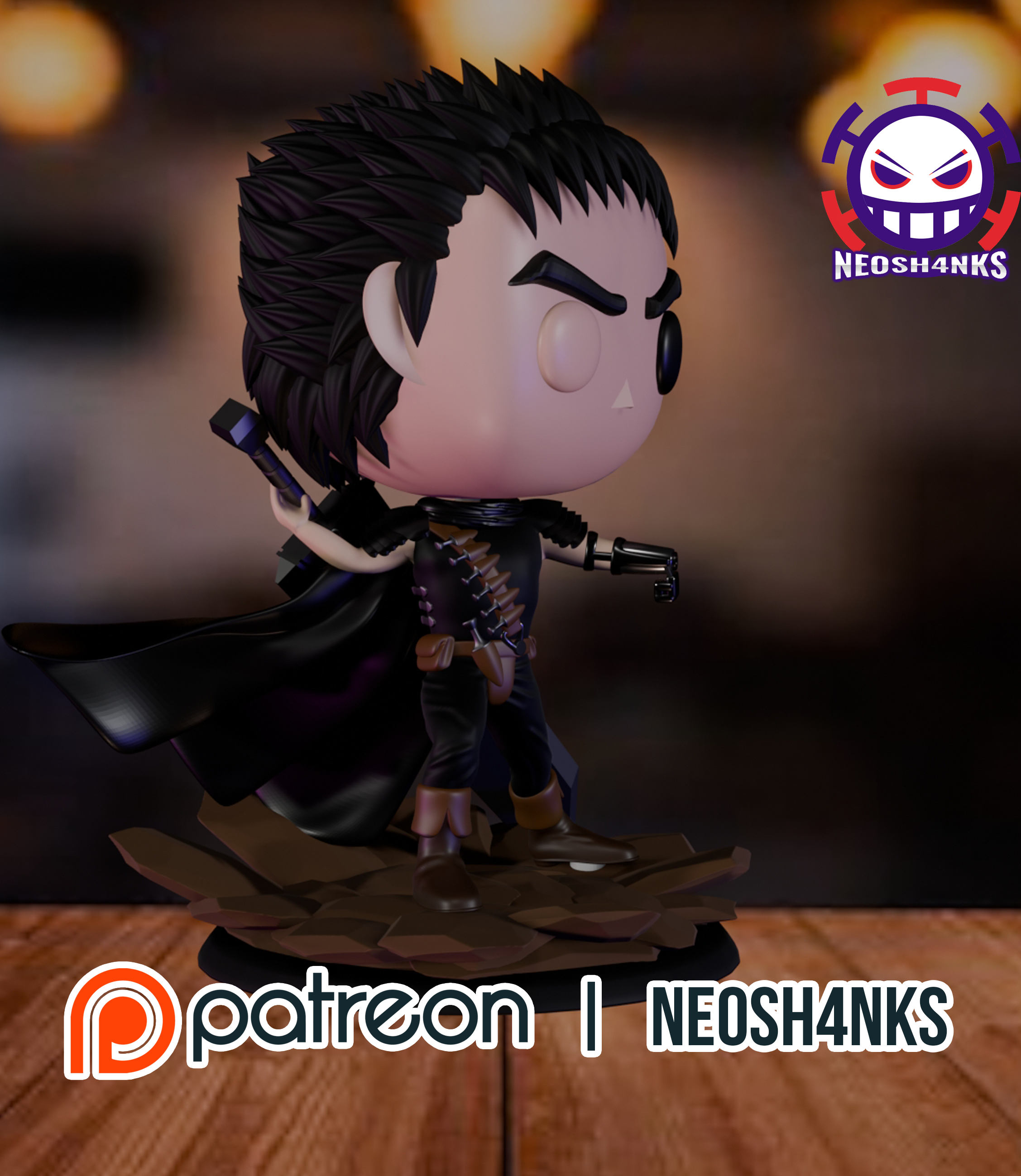 Berserk Guts Funko style 3D STL Model