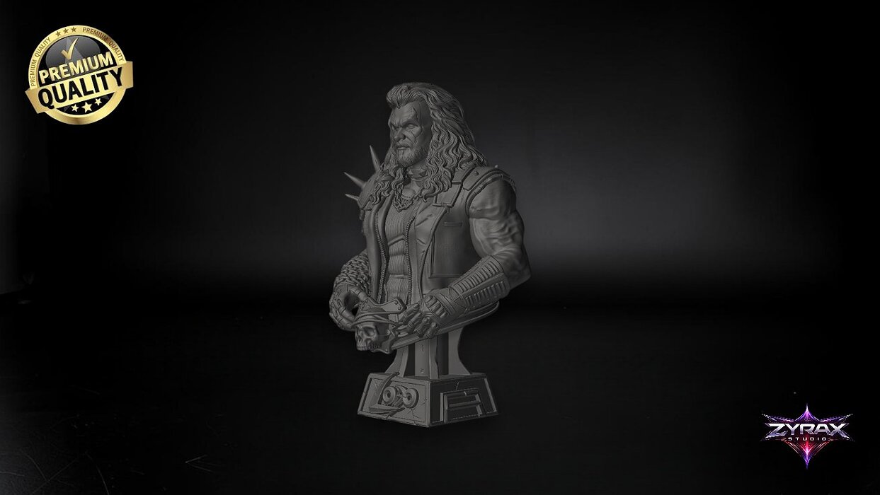 Lobo Bust STL Jason Momoa  DC Comics 3D Print Sculpture OBJ Model — view 3