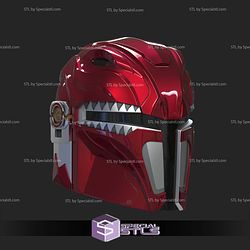 Cosplay STL Files Mandalorian Red Ranger Helmet 3D Model