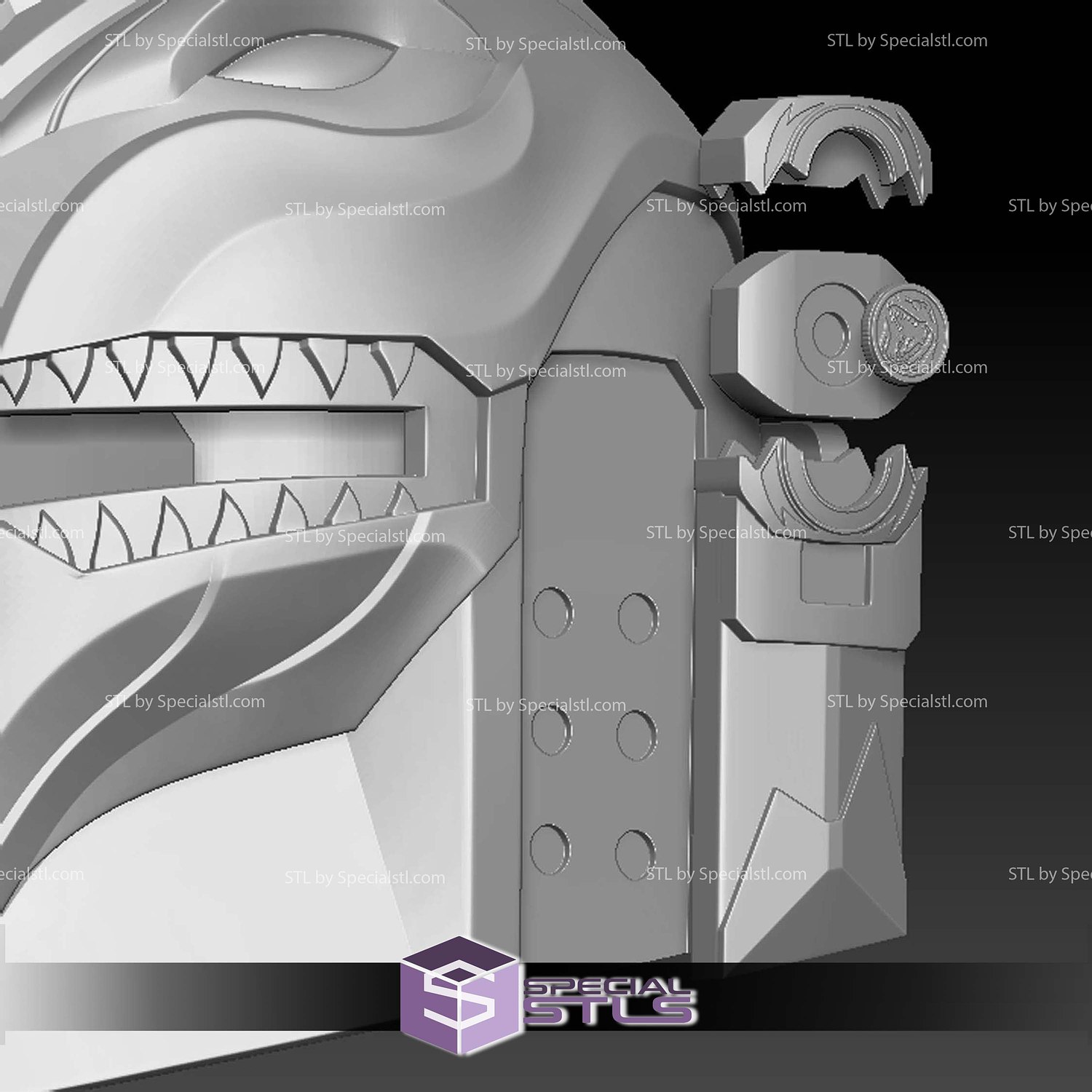 Cosplay STL Files Mandalorian Red Ranger Helmet 3D Model — view 2