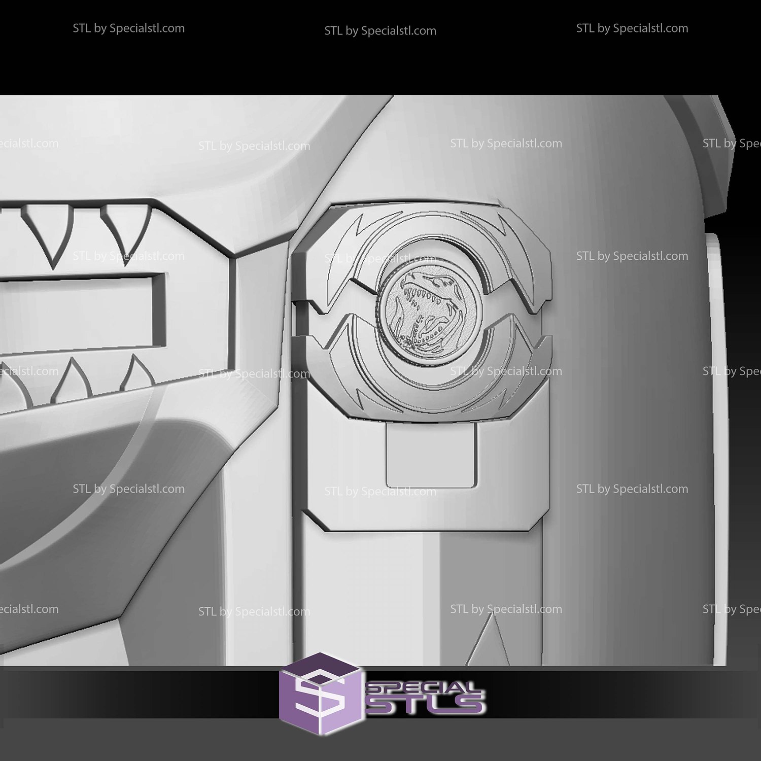 Cosplay STL Files Mandalorian Red Ranger Helmet 3D Model — view 3