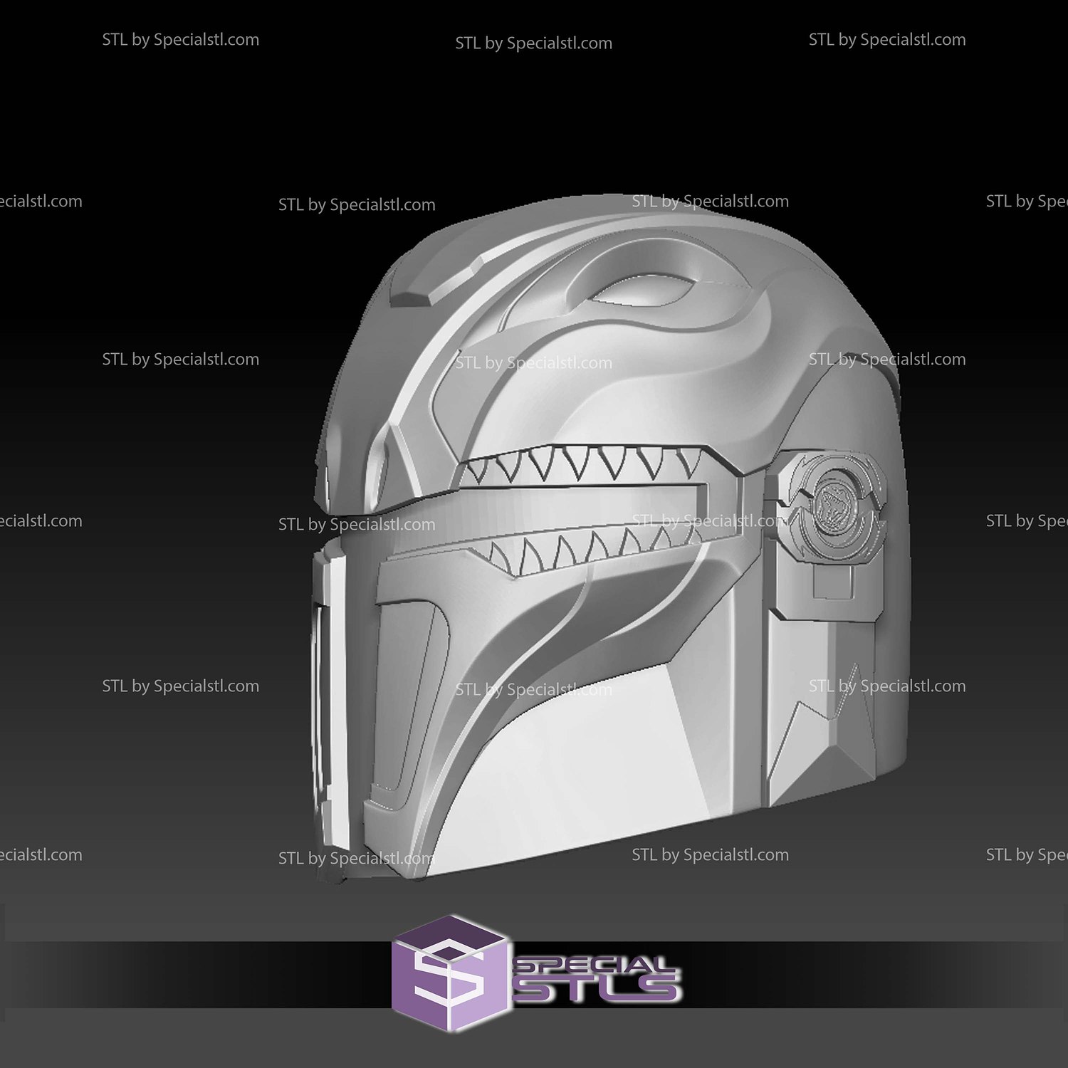 Cosplay STL Files Mandalorian Red Ranger Helmet 3D Model — view 5