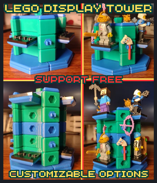 Ultimate Stackable LEGO Minifigure & Weapon Display Tower 3D STL Model