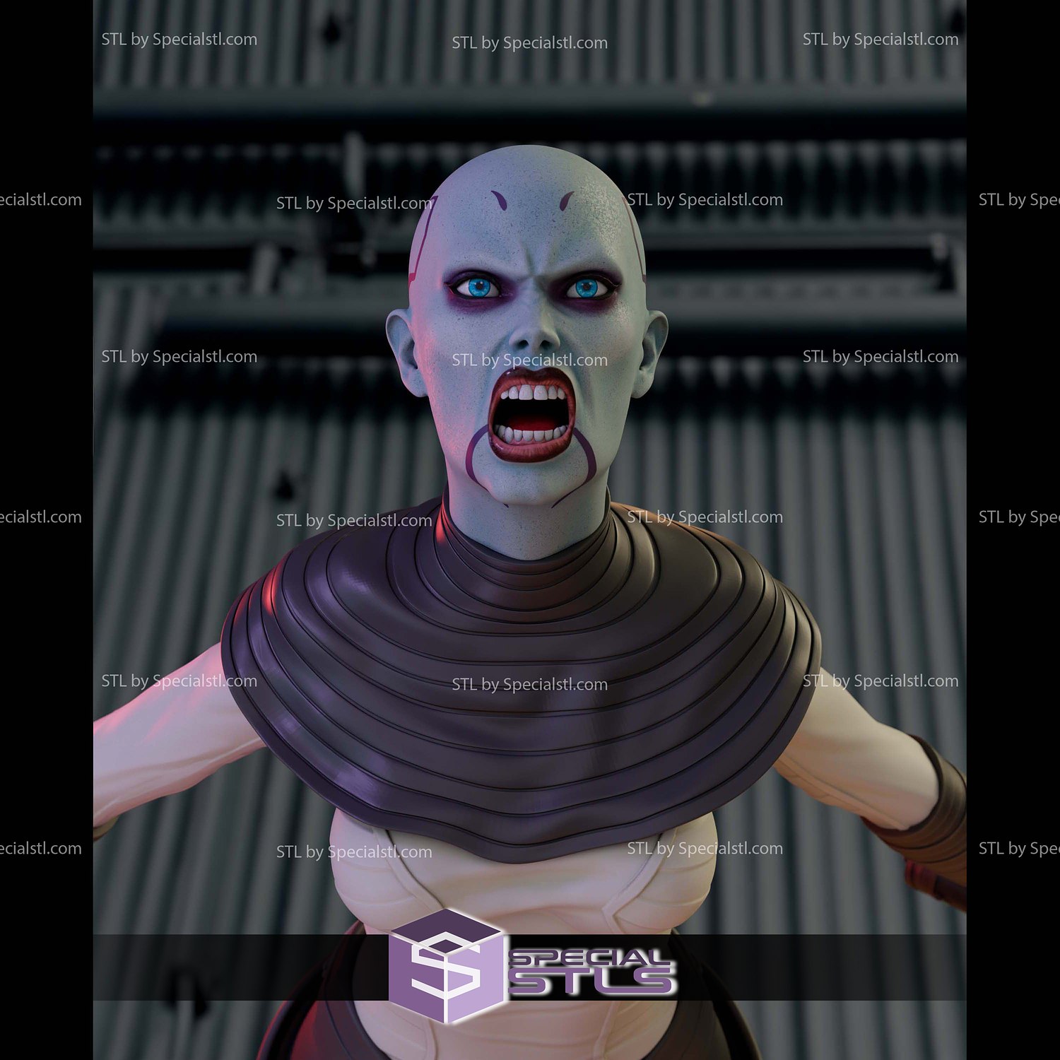 Asajj Ventress Angry 3D Printer Files STL Model — view 5