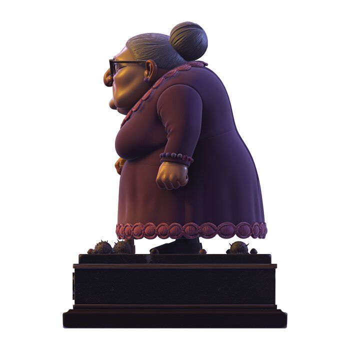 Stylized PBR Grumpy Old Lady Figurine 3D MP4 Model — view 2