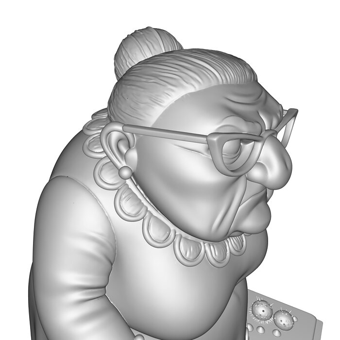 Stylized PBR Grumpy Old Lady Figurine 3D MP4 Model — view 4
