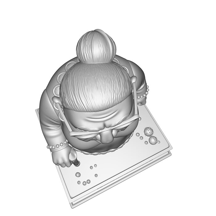 Stylized PBR Grumpy Old Lady Figurine 3D MP4 Model — view 6