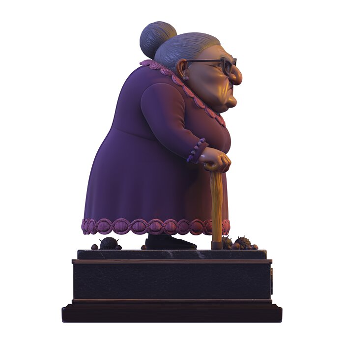 Stylized PBR Grumpy Old Lady Figurine 3D MP4 Model — view 7