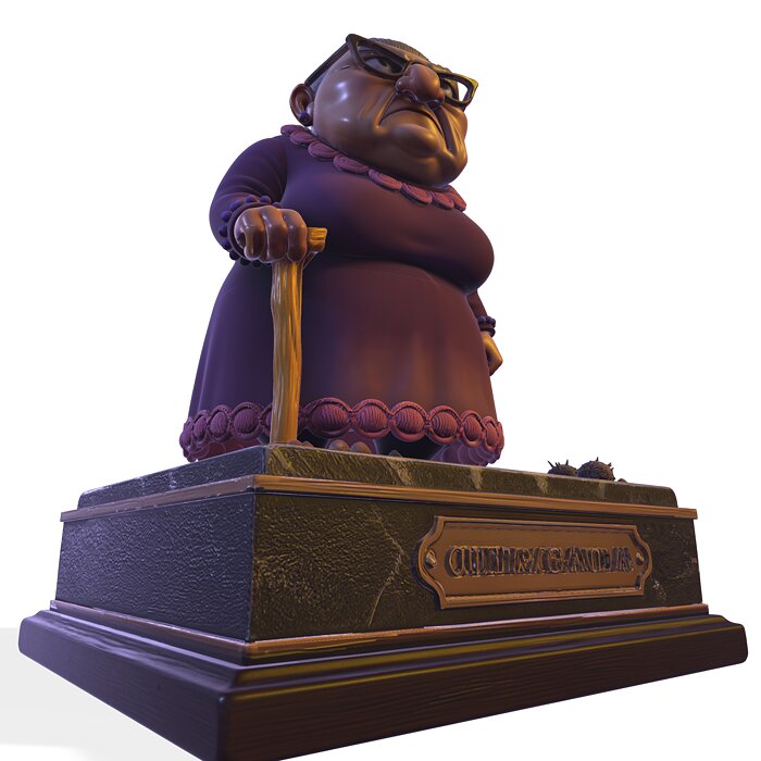 Stylized PBR Grumpy Old Lady Figurine 3D MP4 Model — view 8