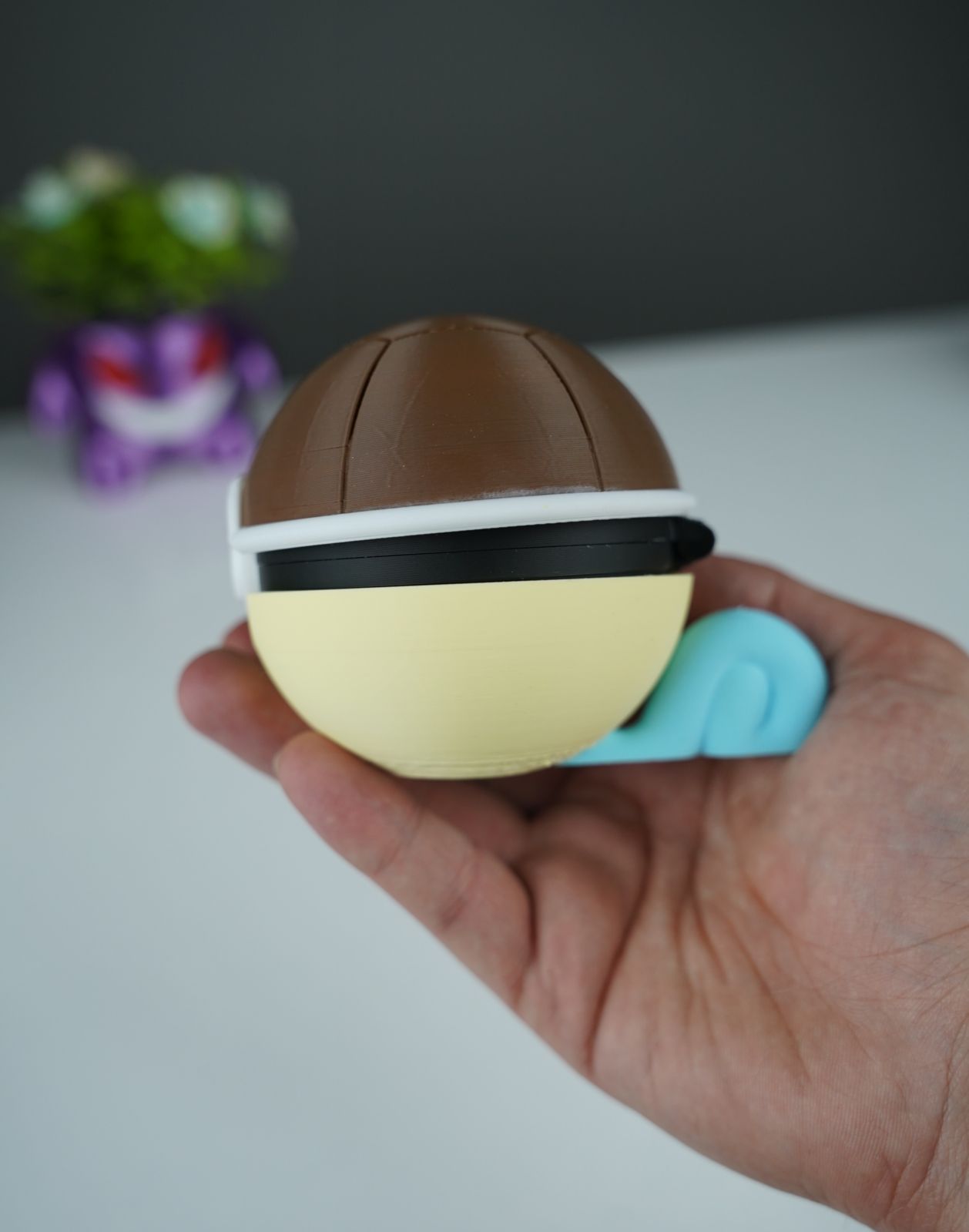 Squirtle Hinged Pokeball  - Multipart 3D STL Model
