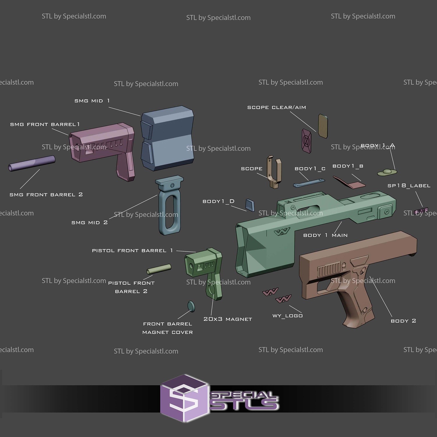 Cosplay STL Files SP18 Full Rifle Configuration 3D Model — view 5