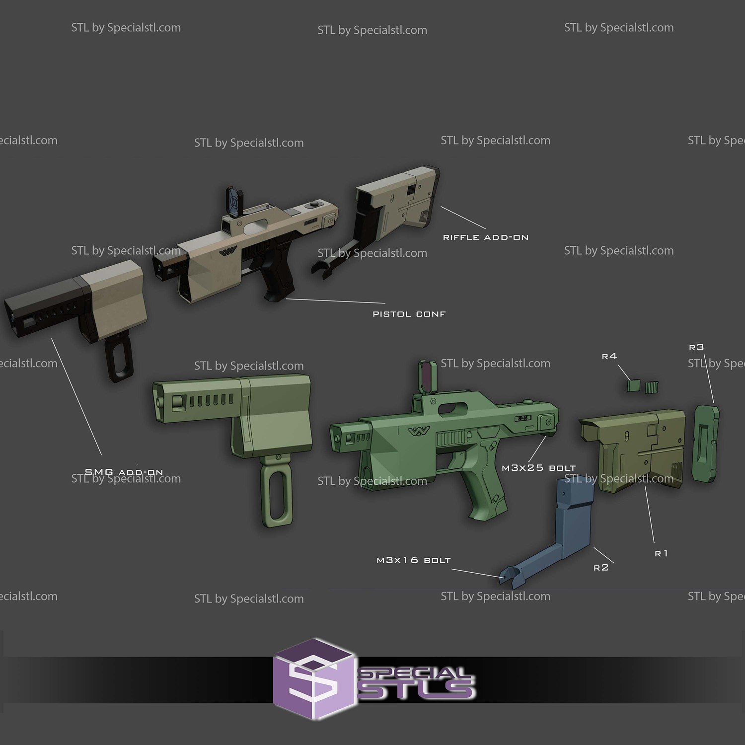 Cosplay STL Files SP18 Full Rifle Configuration 3D Model — view 6